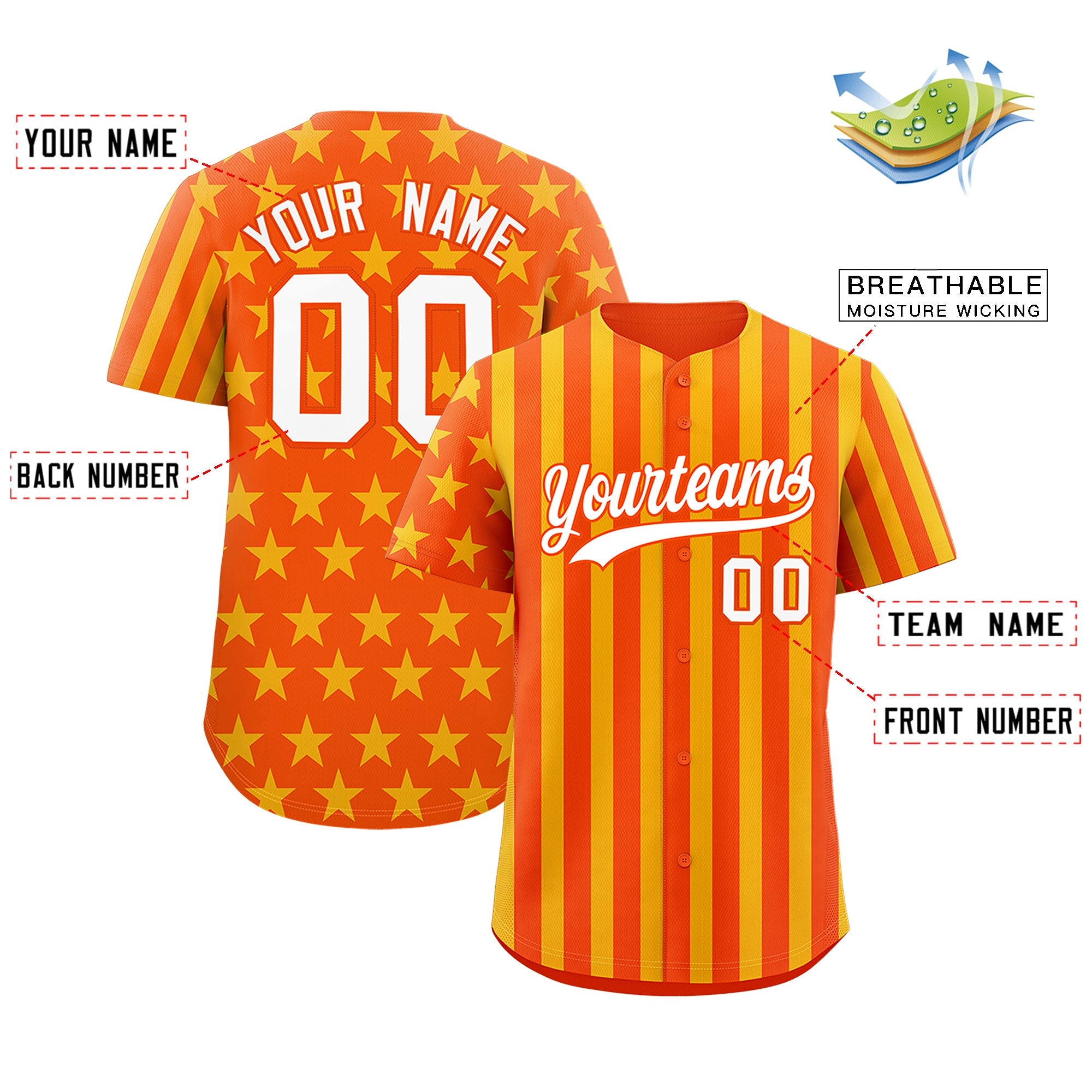 Benutzerdefiniertes Graffiti-Muster-Baseball-Trikot mit amerikanischer Flagge