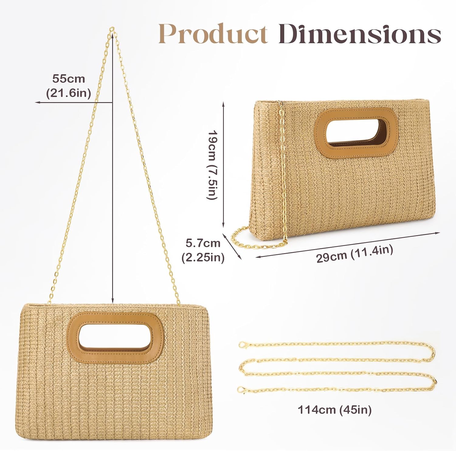 Women's Straw Clutch Purse Woven Cutout Handle Summer Bag Women's Straw Clutch Purse Woven Cutout Handle Summer Bag
