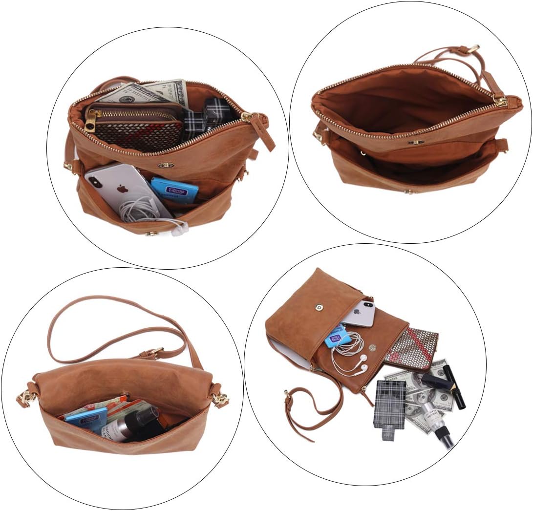 Women's Flap Crossbody Purse Vegan Suede with Adjustable Strap