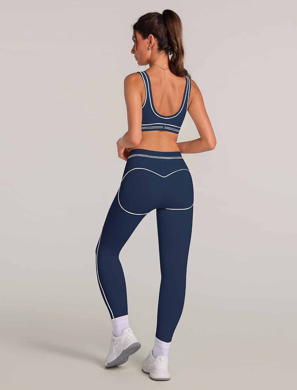 Women's Color Block Sports Bra and Leggings Workout Set