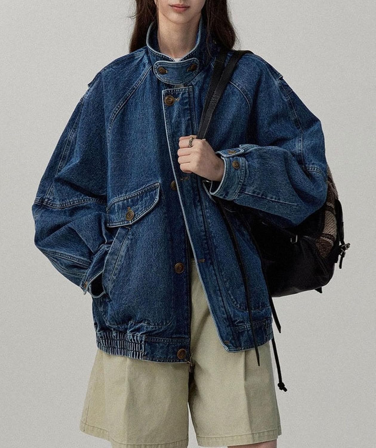 Women Oversized Jean Jacket Zip Up Denim Trucker Boyfriend Pilot Coat Y2k Baggy Jackets Fall Outwear