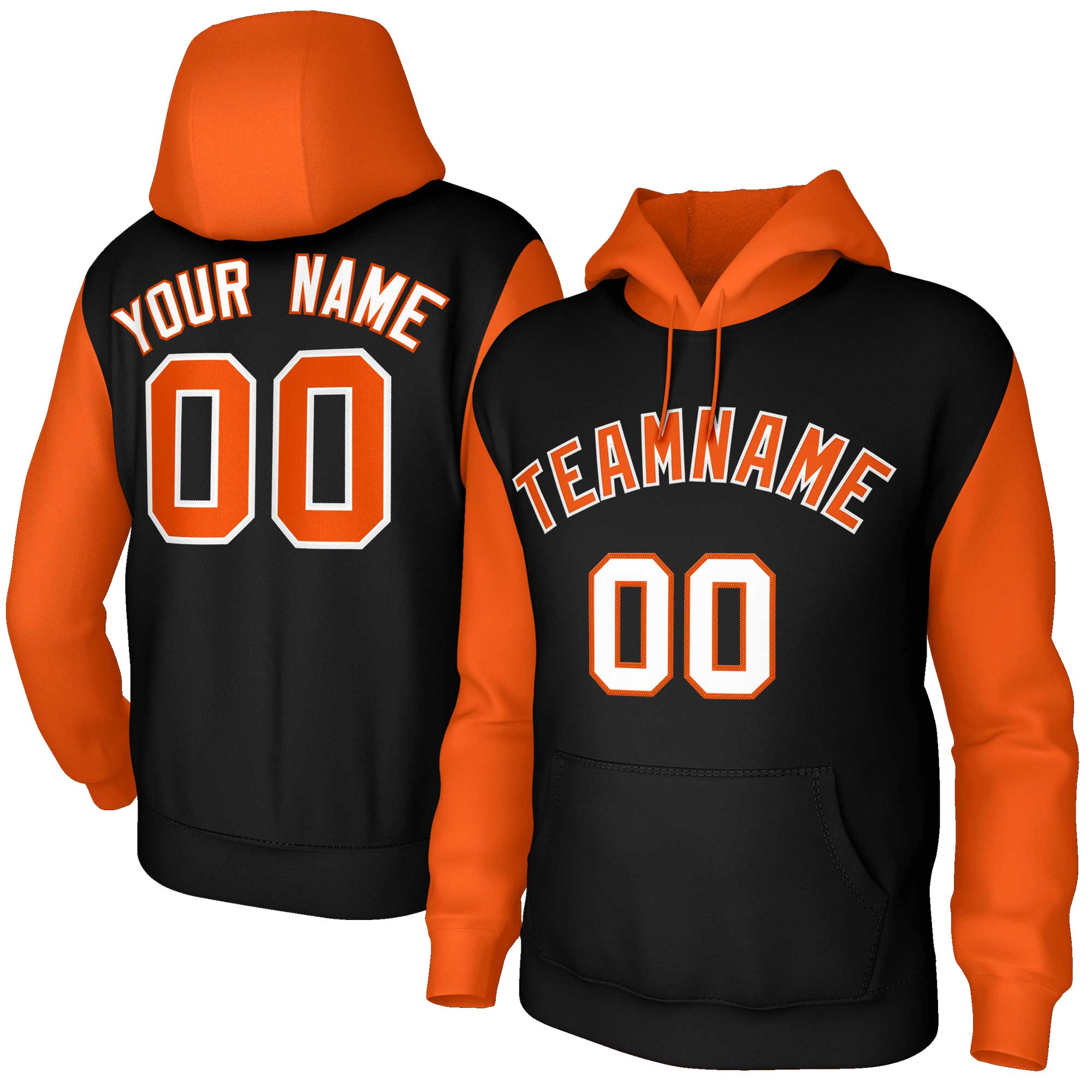 Maßgeschneiderter, genähter Sportwear-Pullover-Hoodie mit Raglanärmeln
