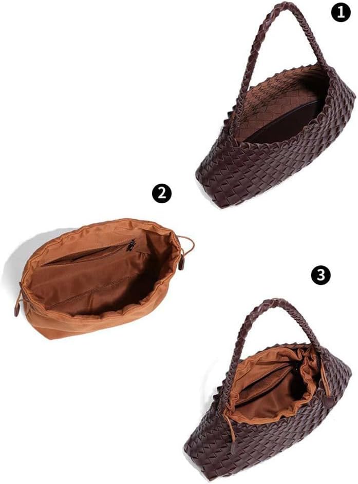 Women's Woven-Look Bucket Tote Bag Brown Orange