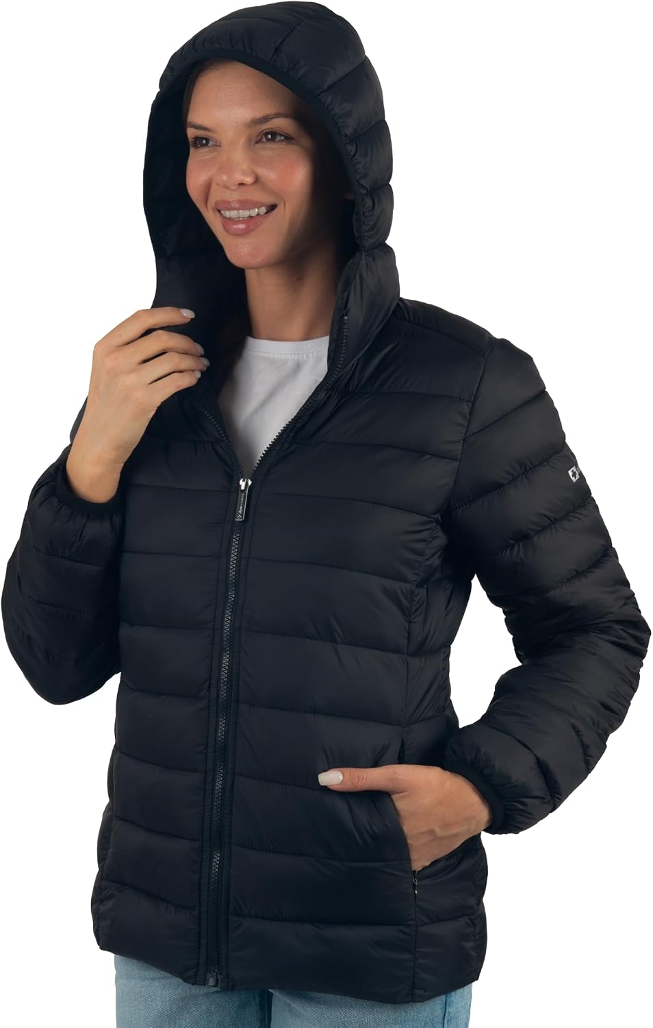 Women's Lightweight Hooded Puffer Jacket Water-Resistant Black Women's Lightweight Hooded Puffer Jacket Water-Resistant Black