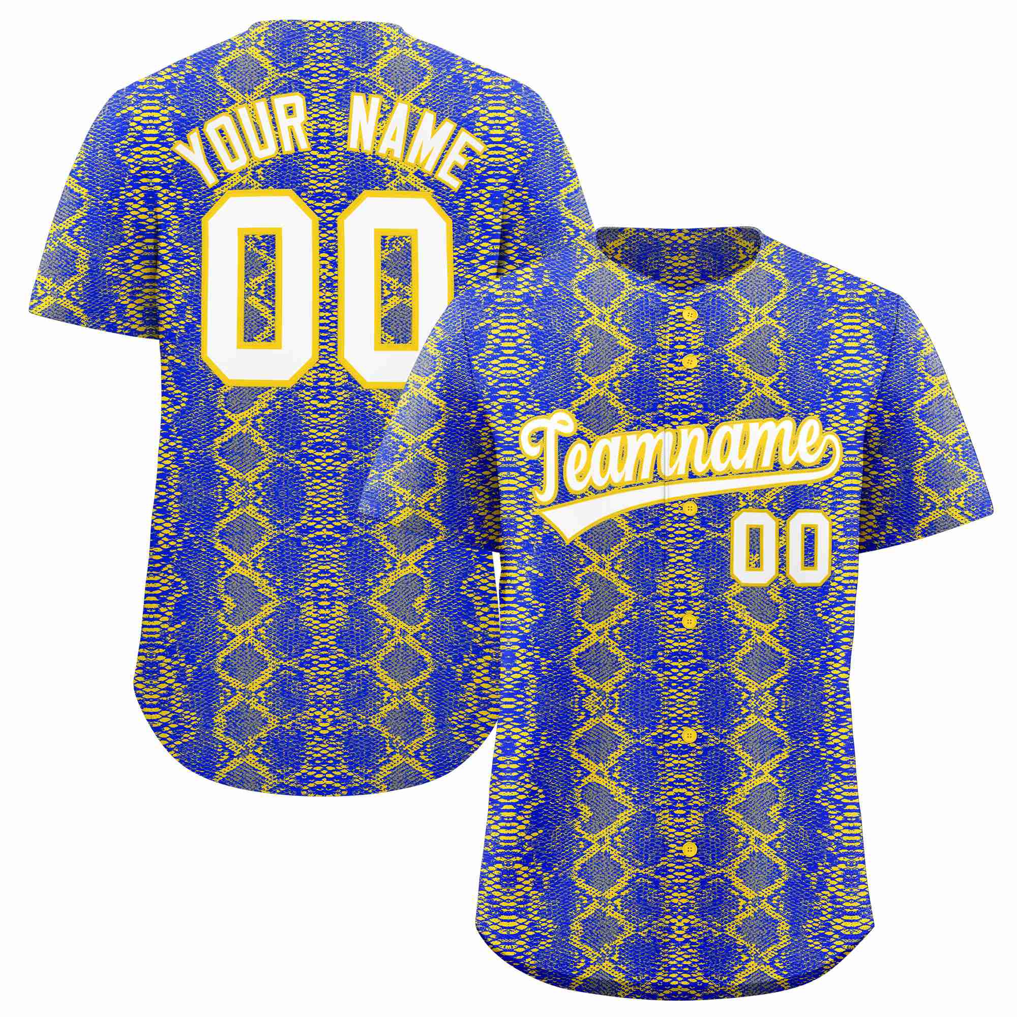 Benutzerdefiniertes authentisches Baseball-Trikot mit mehrfarbigem Schlangenledermuster