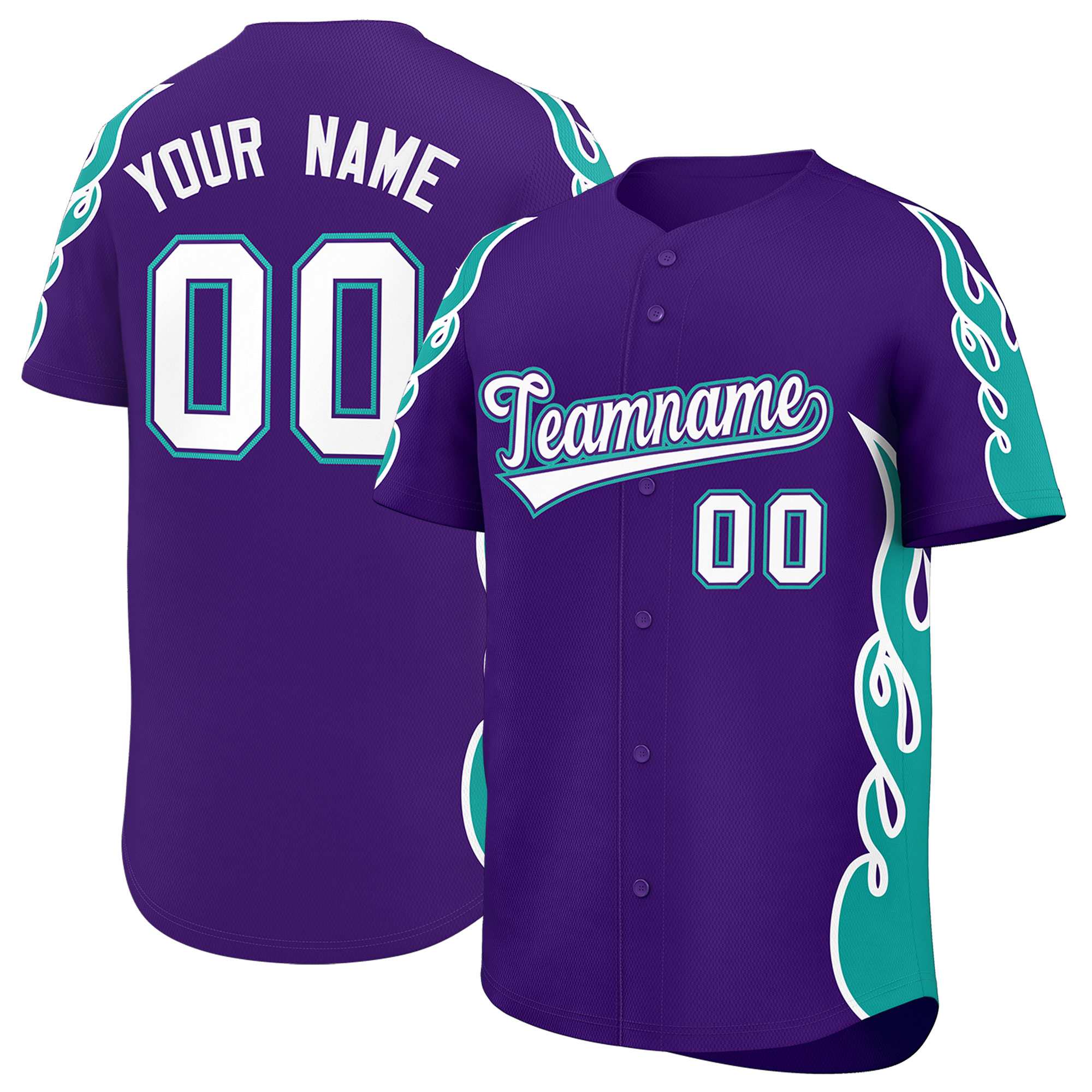 Benutzerdefiniertes Baseball-Trikot mit Seitenflammen-Umrissmuster für Sportuniformen