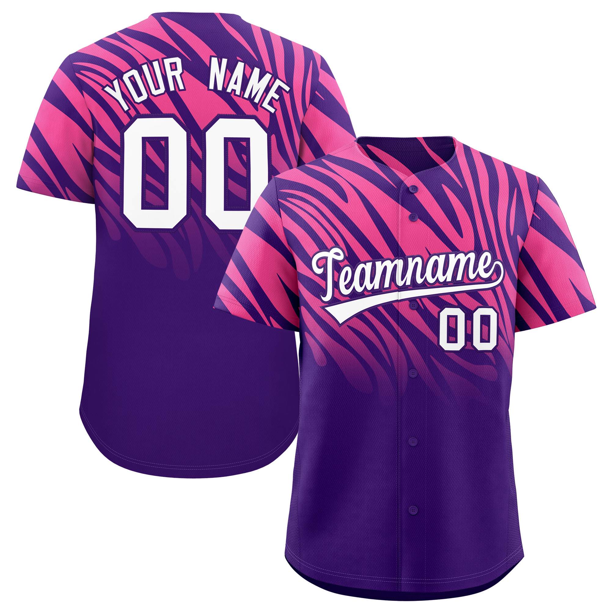 Benutzerdefiniertes Team-Shirt mit Tiger-Streifen und Farbverlauf und Tierdruck, Baseball-Trikot