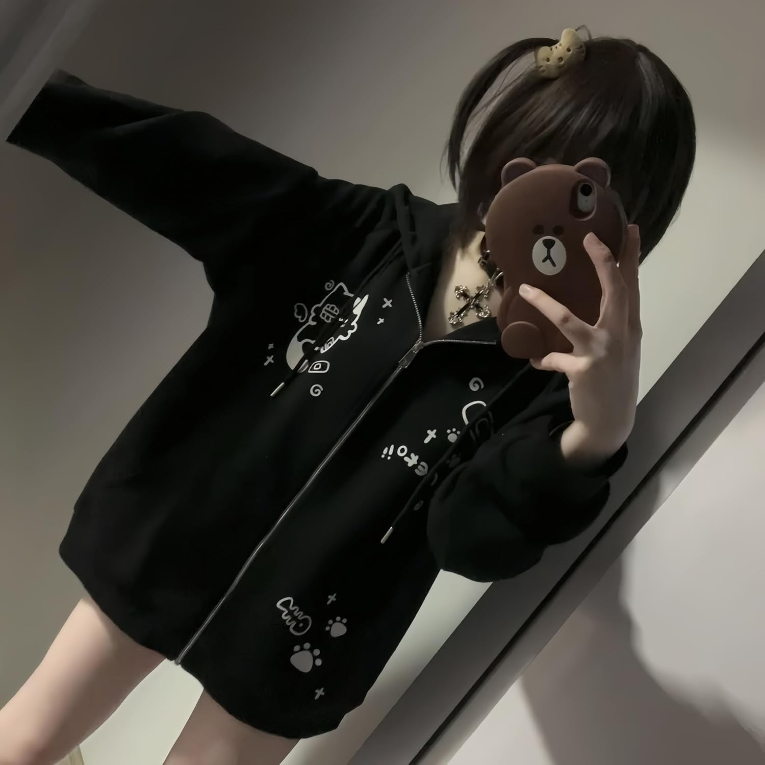 Womens Y2K Zip Up Cute Graphic Hoodies Cat Ears Cartoon Harajuku Kawaii Clothes Oversize Streetwear Jacket Womens Y2K Zip Up Cute Graphic Hoodies Cat Ears Cartoon Harajuku Kawaii Clothes Oversize Streetwear Jacket