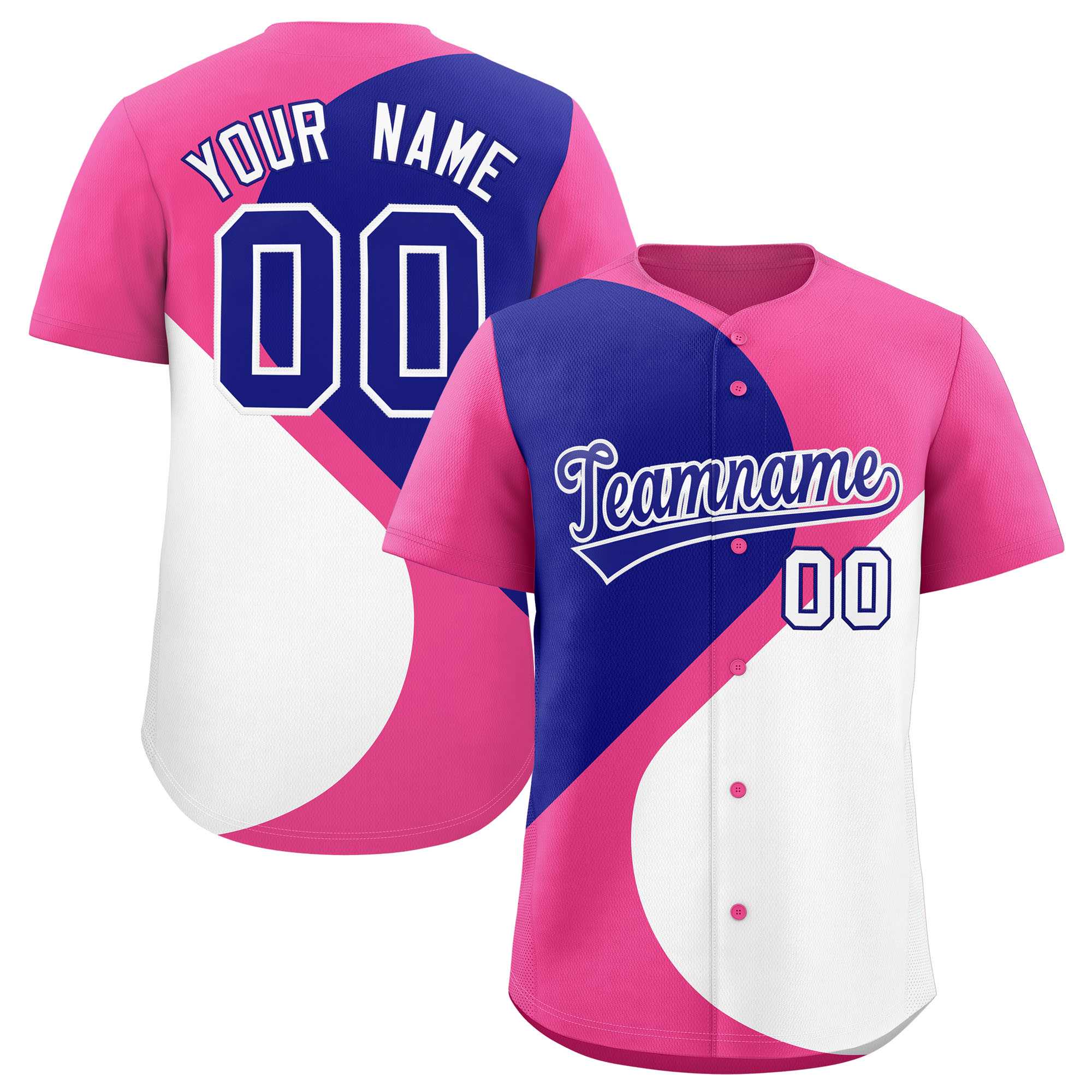 Benutzerdefiniertes, personalisiertes, authentisches Baseball-Trikot mit halbem Herzmuster und Farbblock
