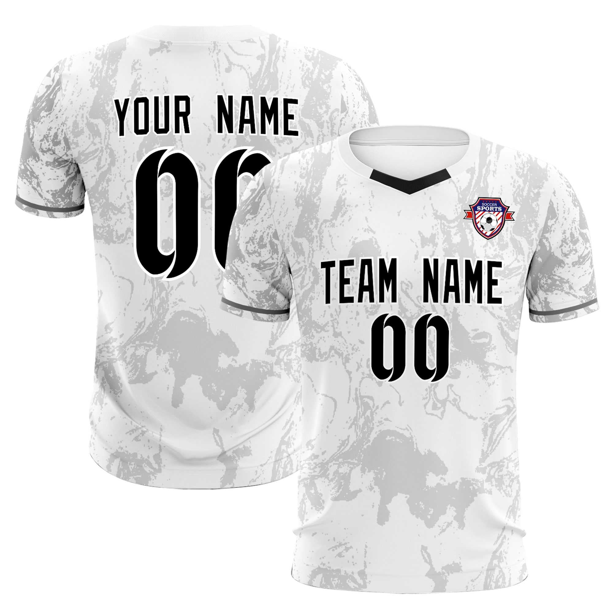 Benutzerdefinierte weiße klassische Graffiti-Muster Sportbekleidung Fußball Tops Sets Jersey