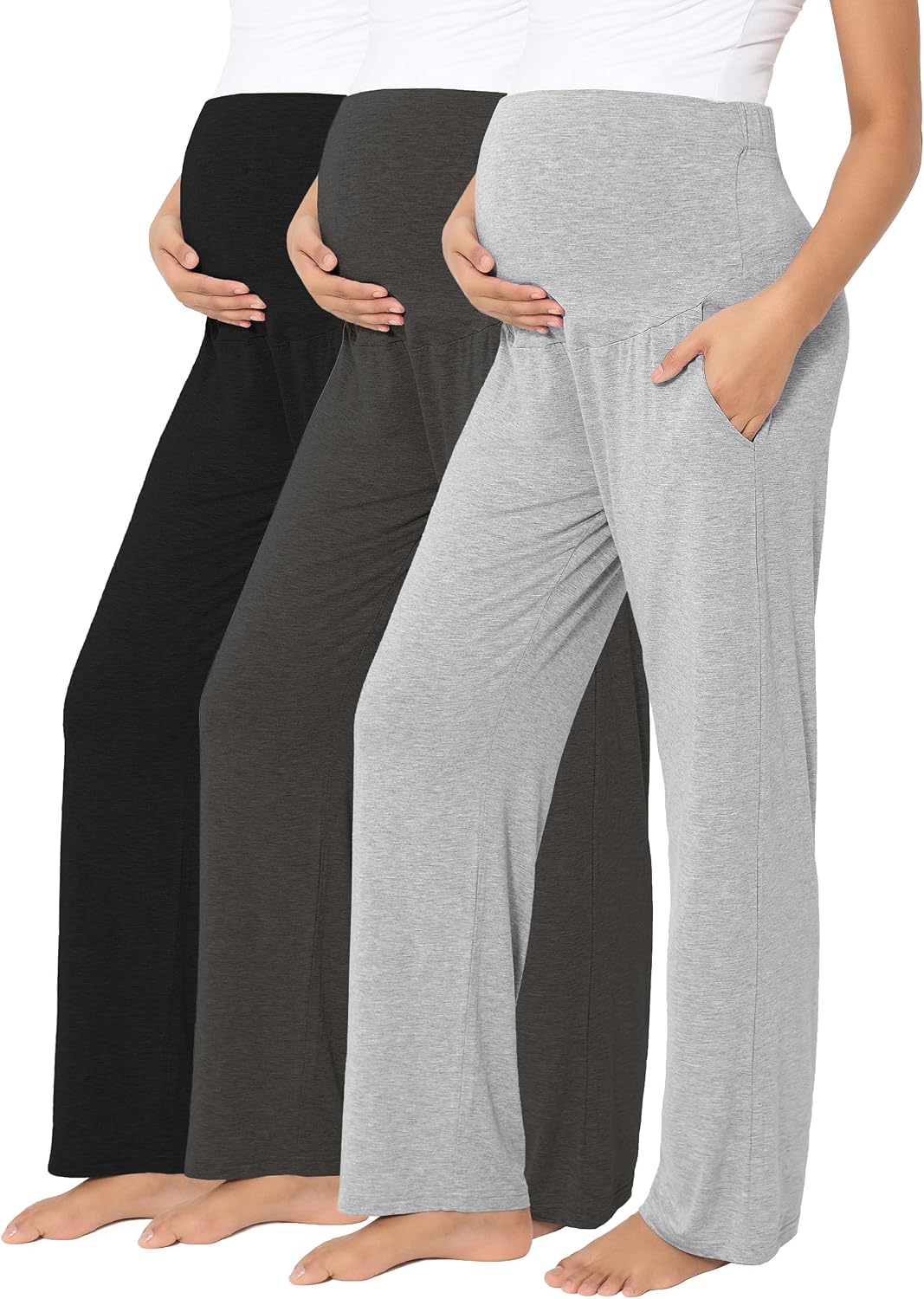 Women's Maternity Lounge Pants 3 Pack Over Belly
