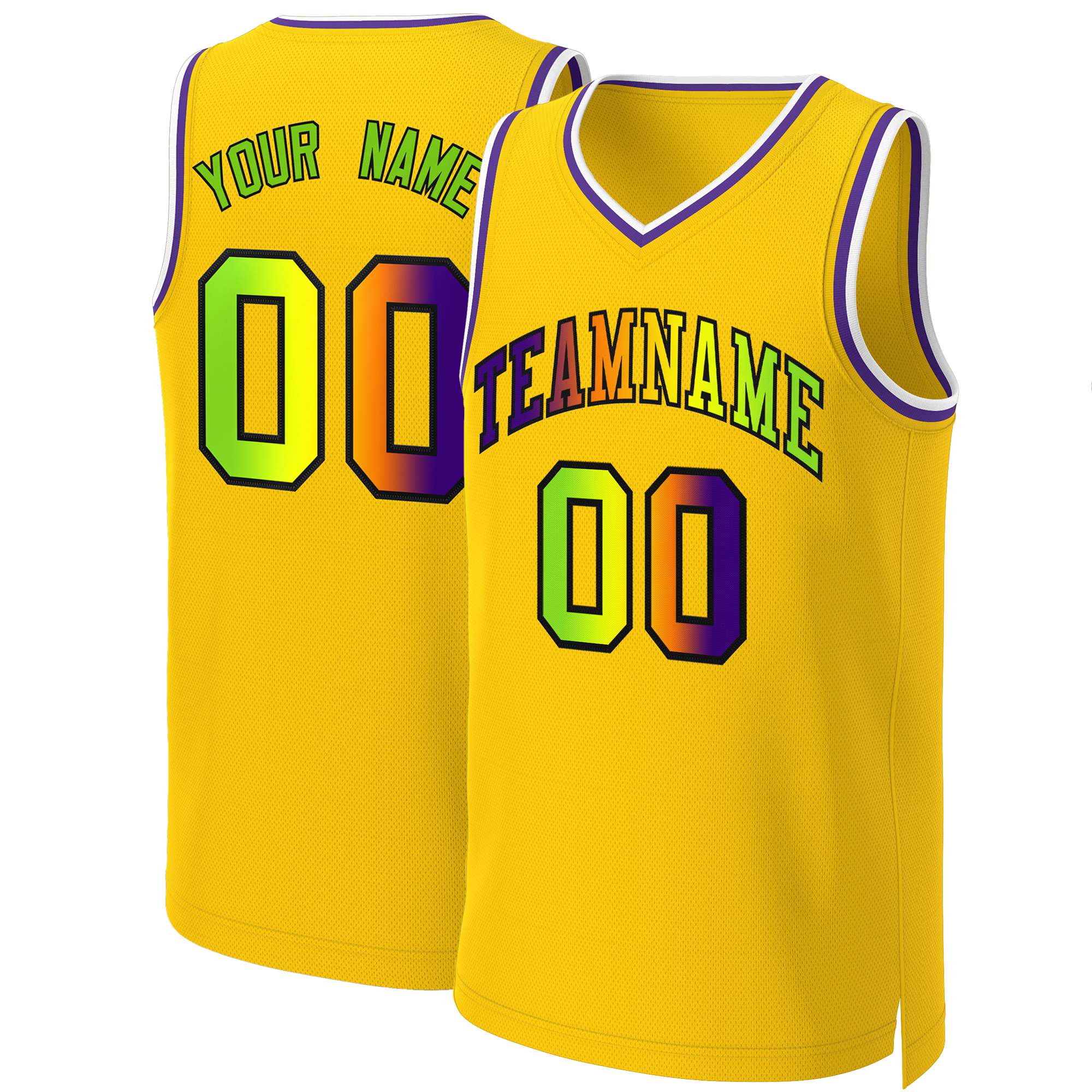 Benutzerdefiniertes Basketballtrikot mit klassischem Farbverlauf und modischen Oberteilen