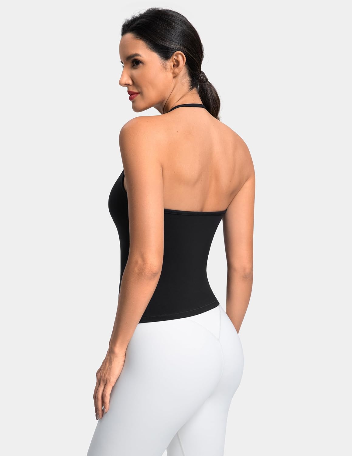 Women's Halter Crop Workout Top with Built in Bra