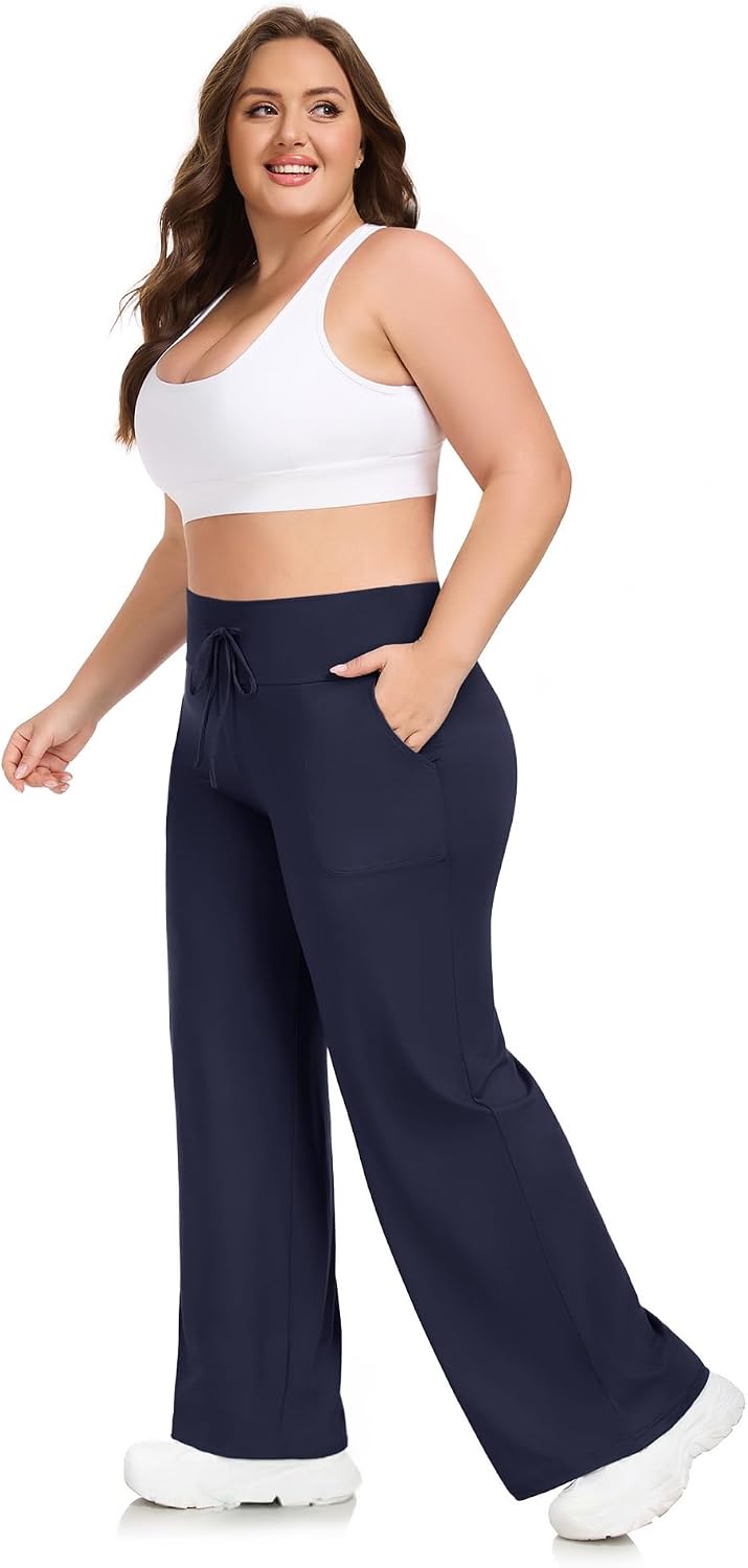 Women's Plus Size Wide Leg Lounge Pants 3 Pack