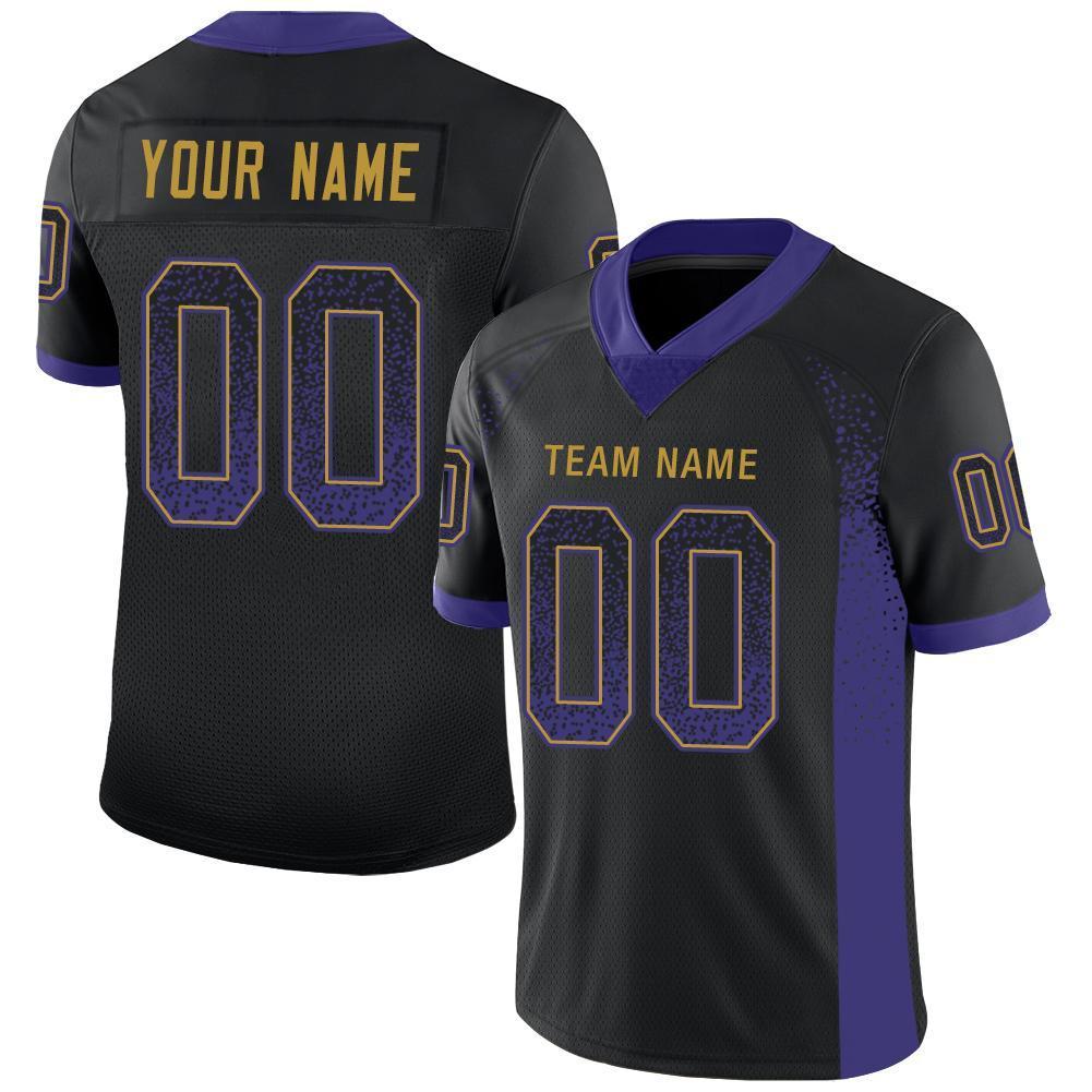 Custom Purple-Old Gold Drift Fashion Mesh Authentic Football Jersey