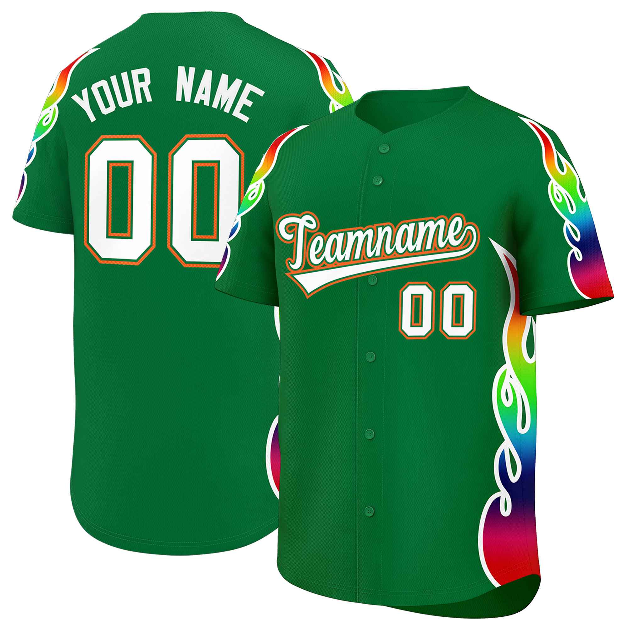 Benutzerdefiniertes Graffiti-Muster, personalisierter mehrfarbiger Flammendruck, authentisches Baseball-Trikot