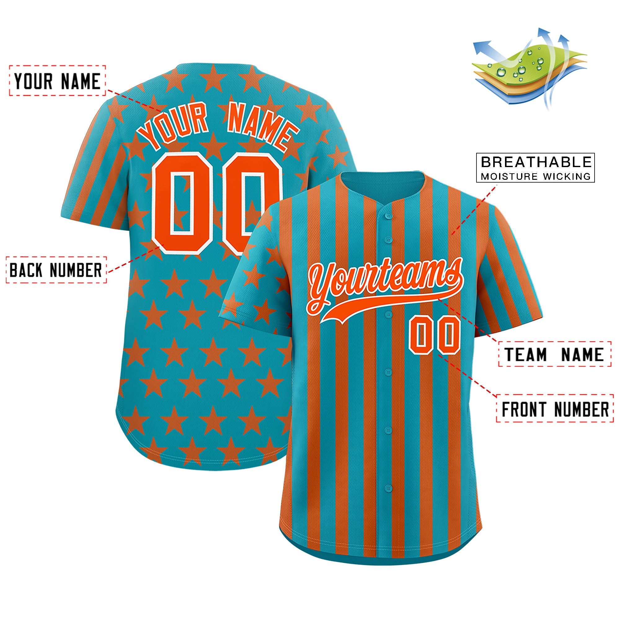 Benutzerdefiniertes Graffiti-Muster-Baseball-Trikot mit amerikanischer Flagge