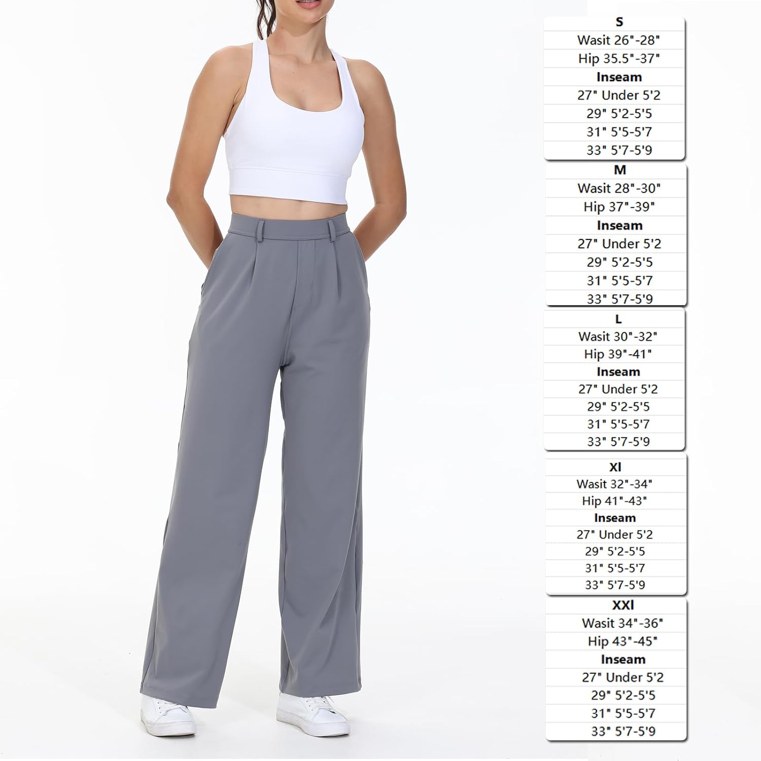 Women's High Waisted Wide Leg Dress Pants with Pockets