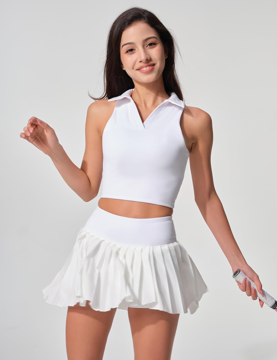 Women's Collared Sleeveless Tennis Tank Cropped Golf Polo