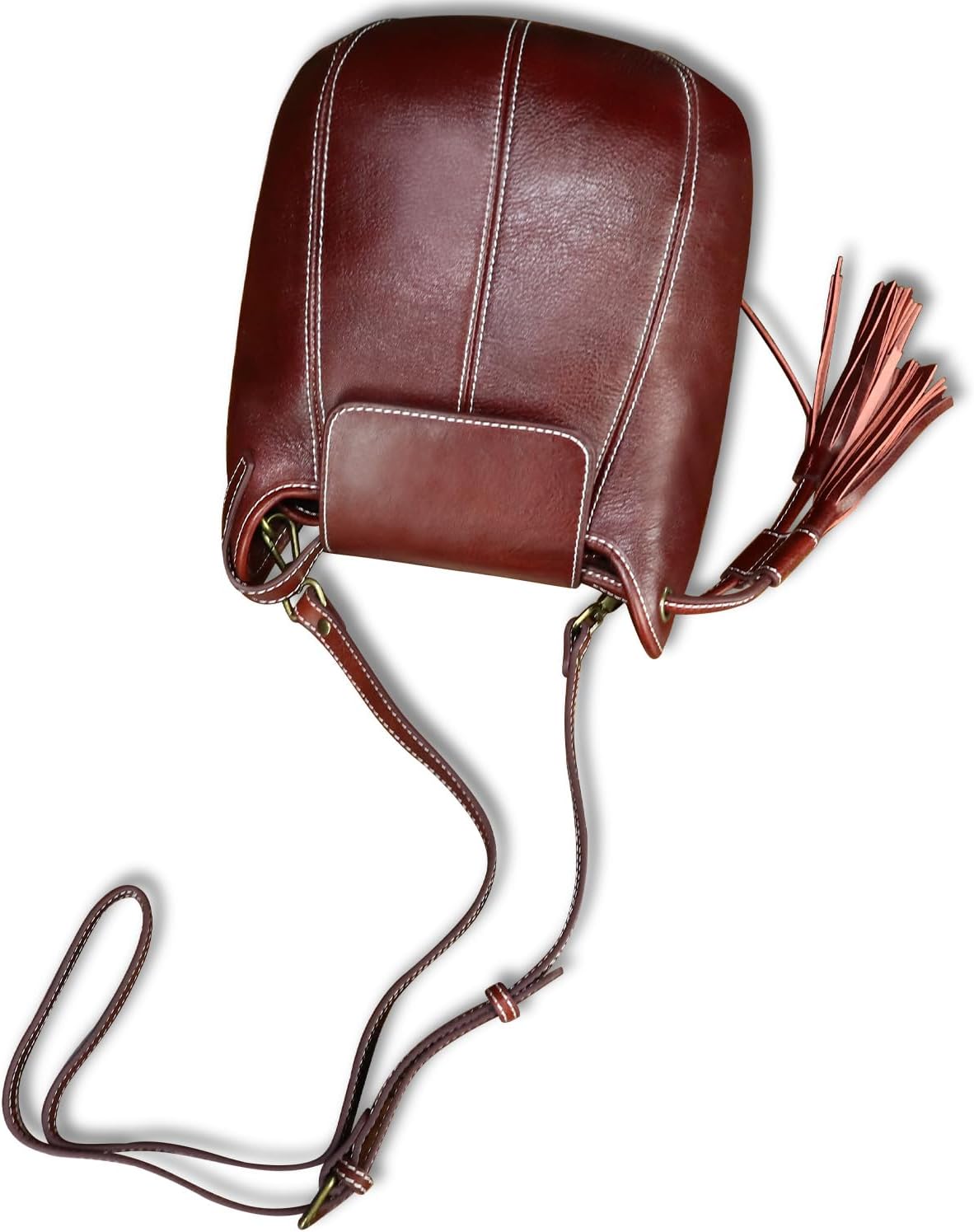 Women's Genuine Leather Hobo Bag with Tassel Burgundy Women's Genuine Leather Hobo Bag with Tassel Burgundy
