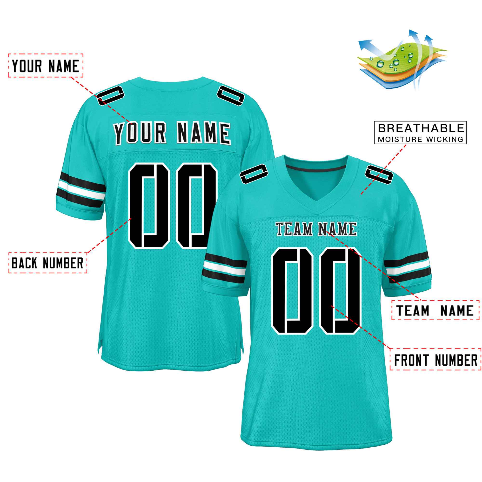 Maßgeschneidertes authentisches Mesh-Fußballtrikot im klassischen Stil