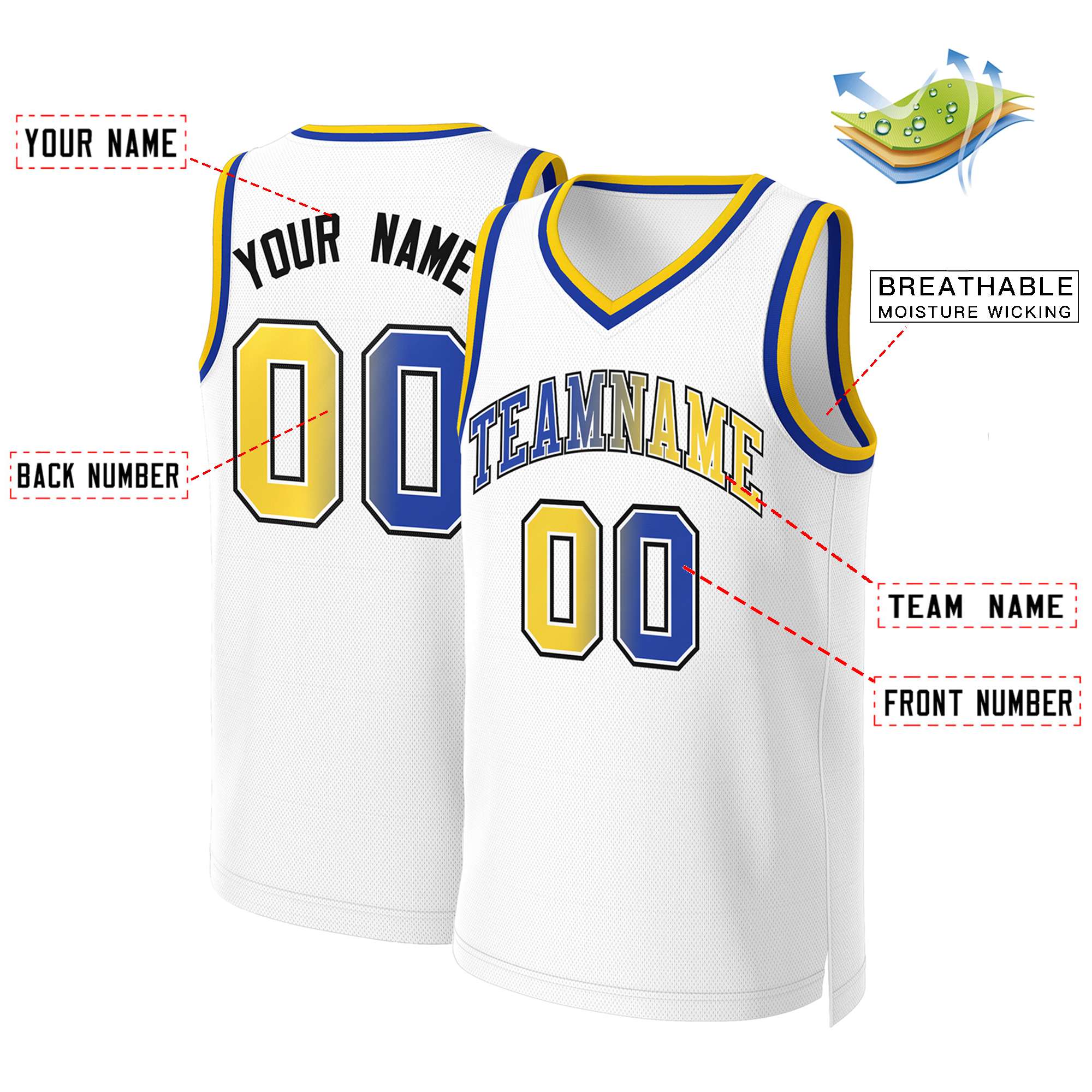Benutzerdefiniertes Basketballtrikot mit klassischem Farbverlauf und modischen Oberteilen