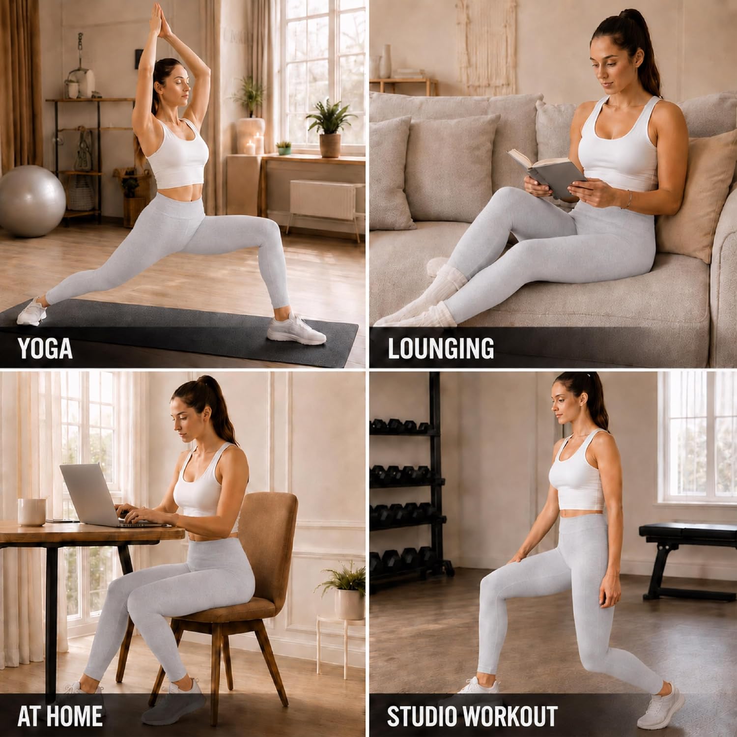 Womens Leggings - Soft Fleece with Pockets for Women High Waisted Yoga Pants Workout Gym Activewear
