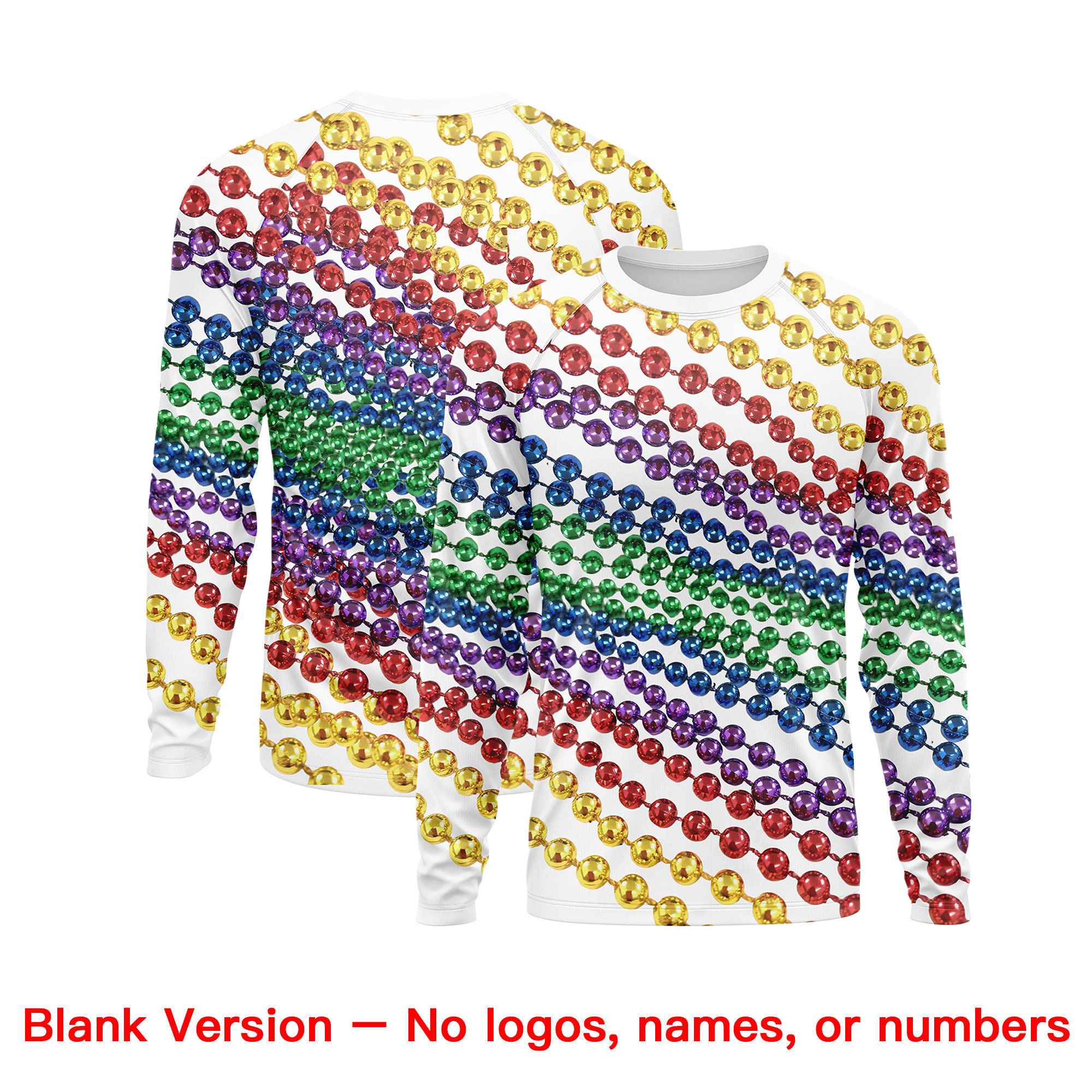 Benutzerdefiniertes, personalisiertes Mardi Gras Langarm-Performance-T-Shirt mit Rundhalsausschnitt