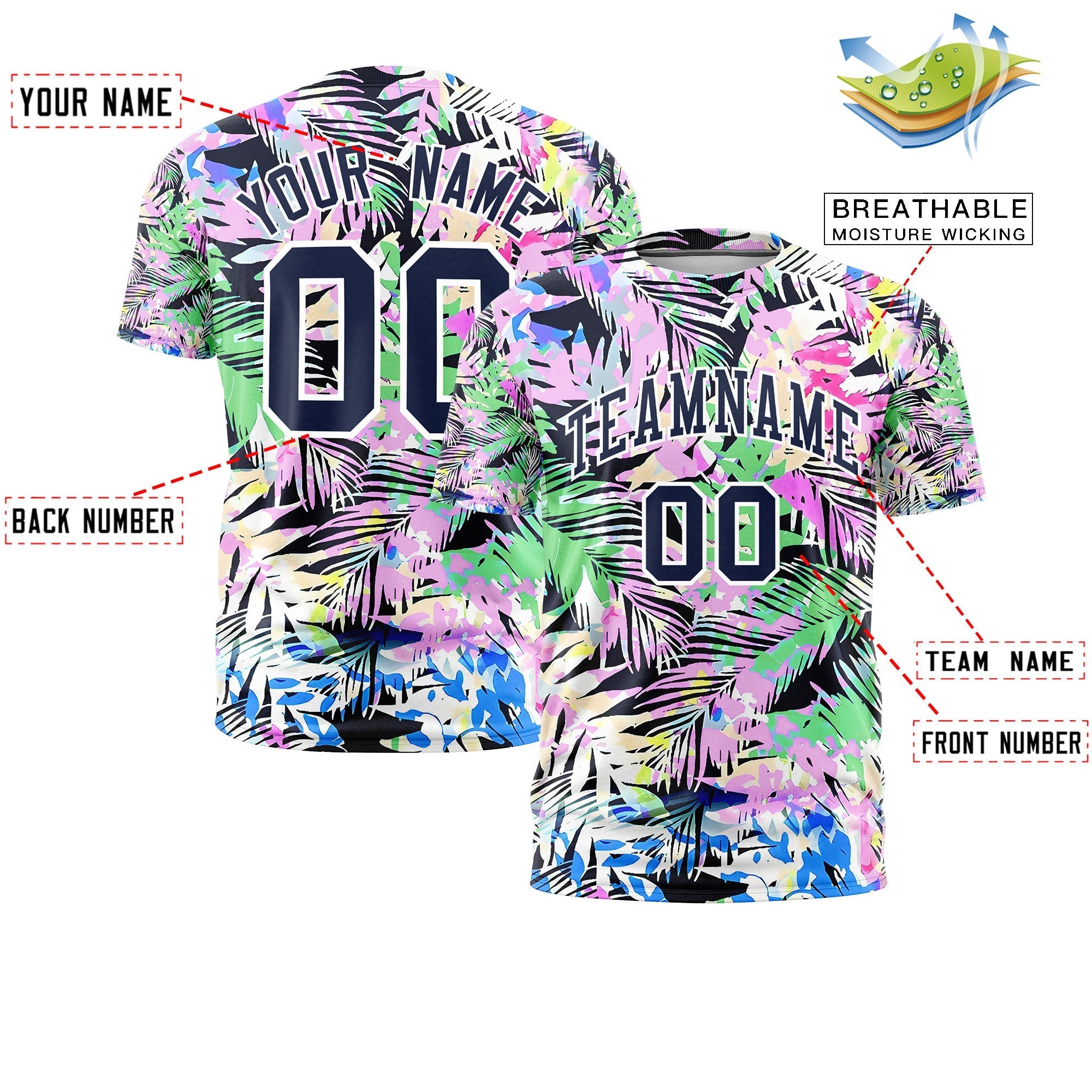 Benutzerdefiniertes T-Shirt im hawaiianischen Stil mit Graffiti-Muster