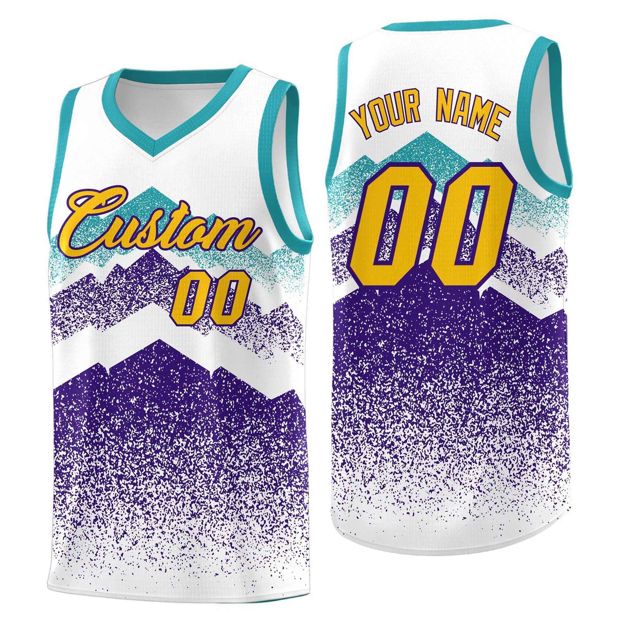 Benutzerdefiniertes Mountain Fade Drapable Gradient Fashion Uniform-Basketballtrikot