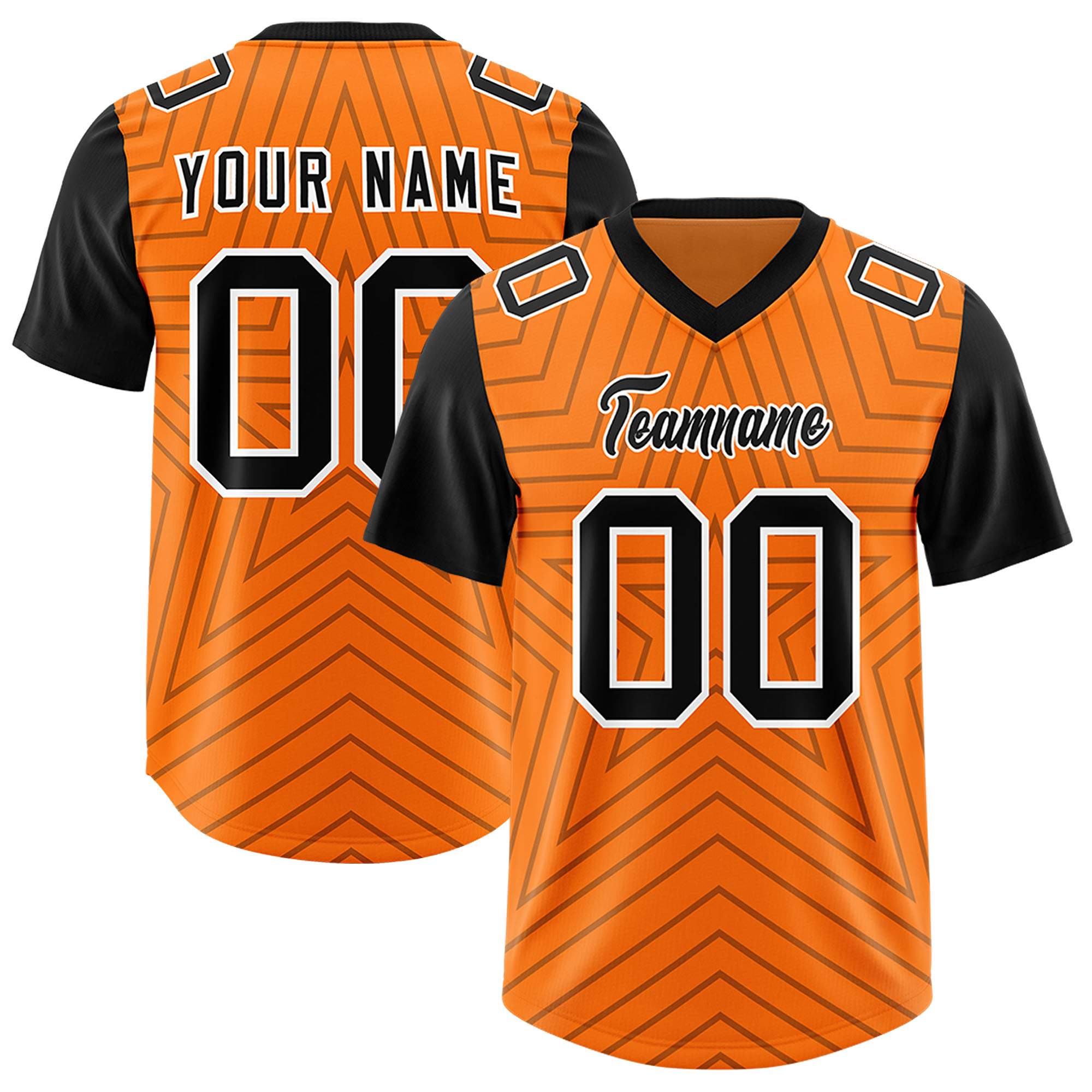 Individuell personalisiertes, authentisches Fußballtrikot mit Raglanärmeln und Sternenmuster