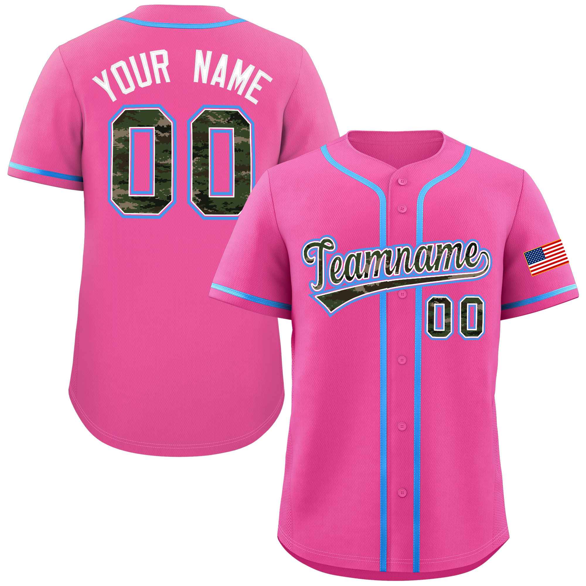 Benutzerdefinierte personalisierte Camo-Schriftart authentisches Baseball-Trikot