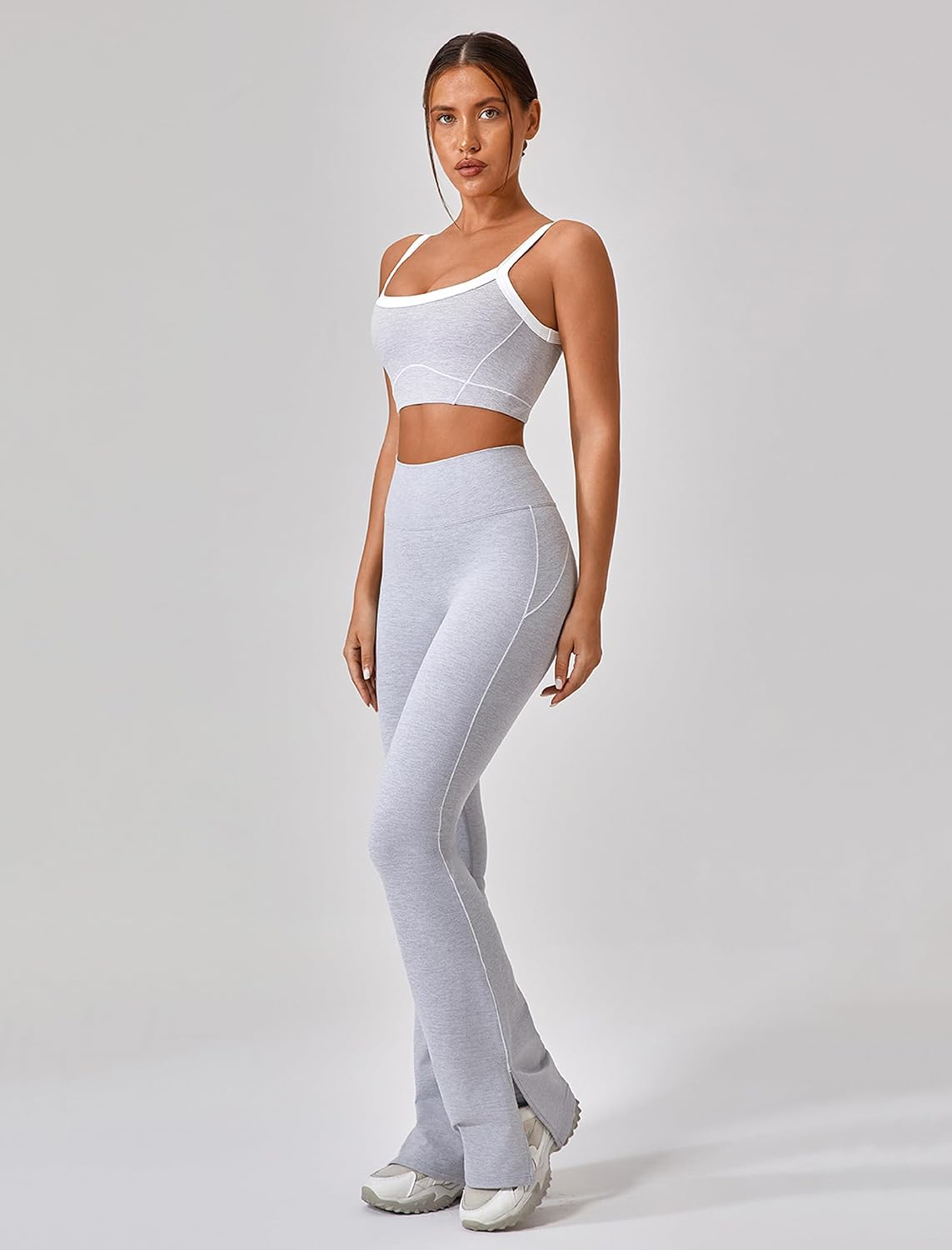 Women's Contrast Trim Sports Bra and Leggings Set