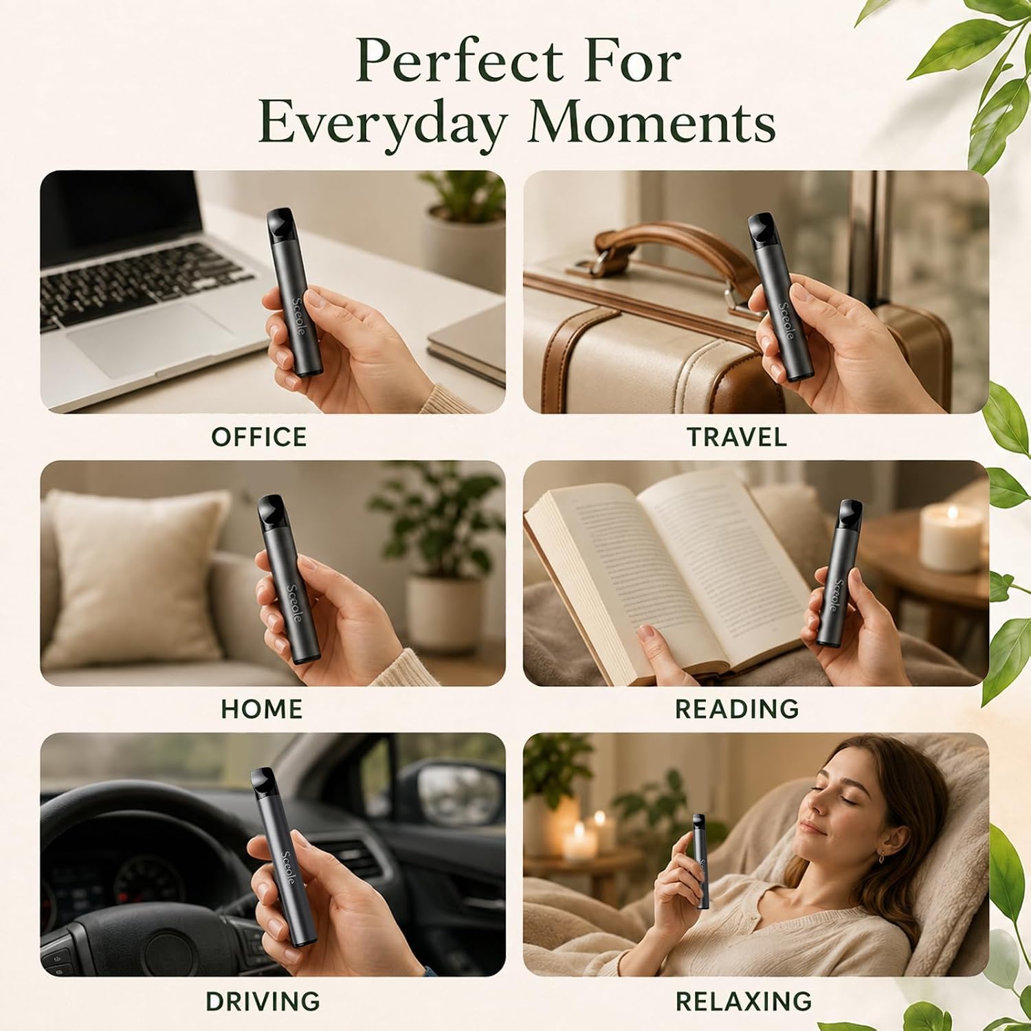 Natural Botanical Aroma Stick with 5 Plant-Based Refill Cores