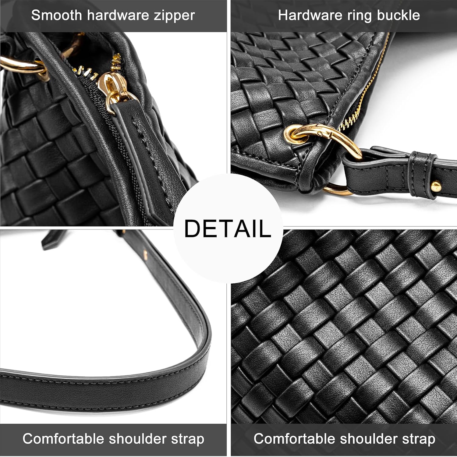 Women's Woven PU Leather Hobo Tote Bag with Zipper Women's Woven PU Leather Hobo Tote Bag with Zipper