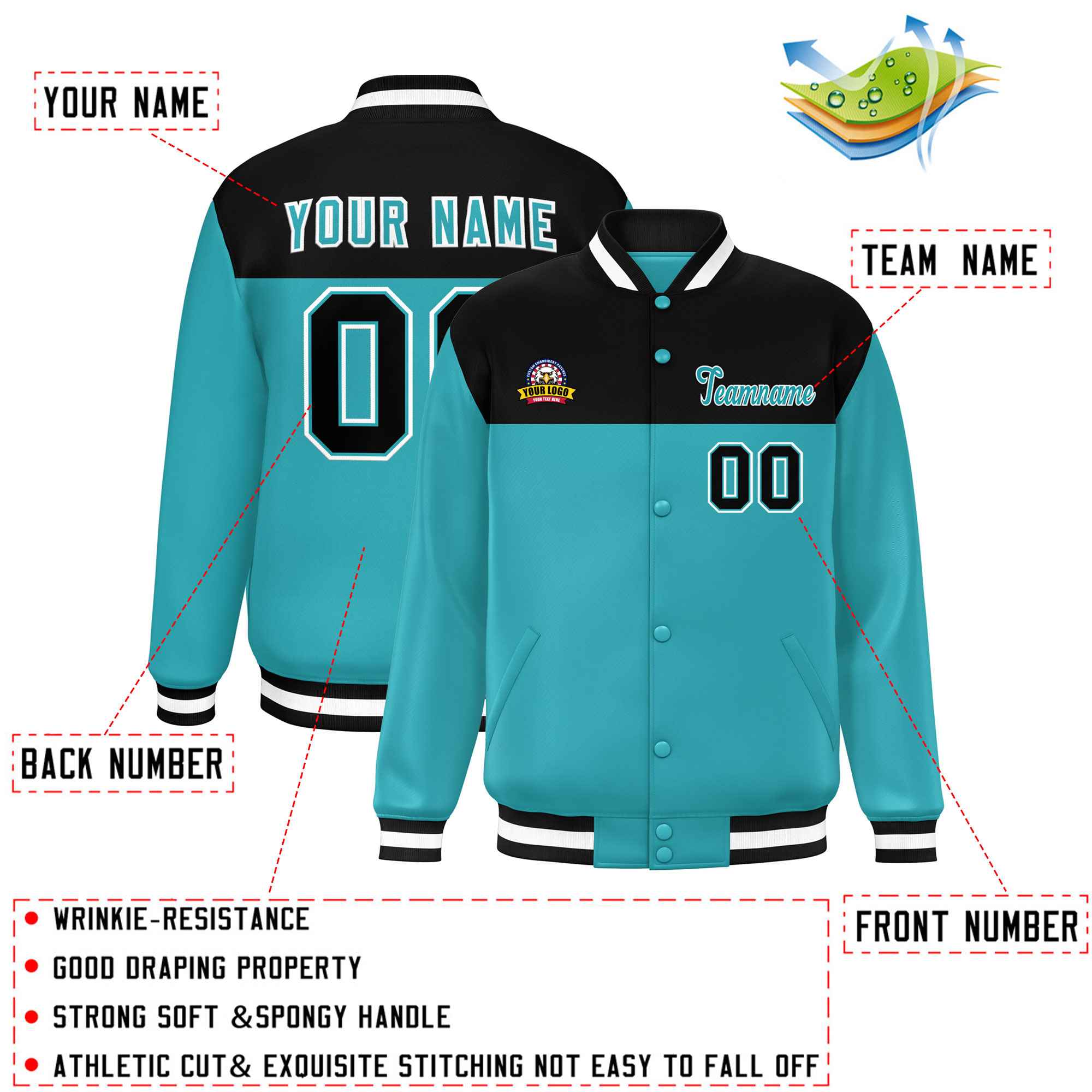 Custom Varsity Full-Snap Color Block Lettermen Baseball Jacket