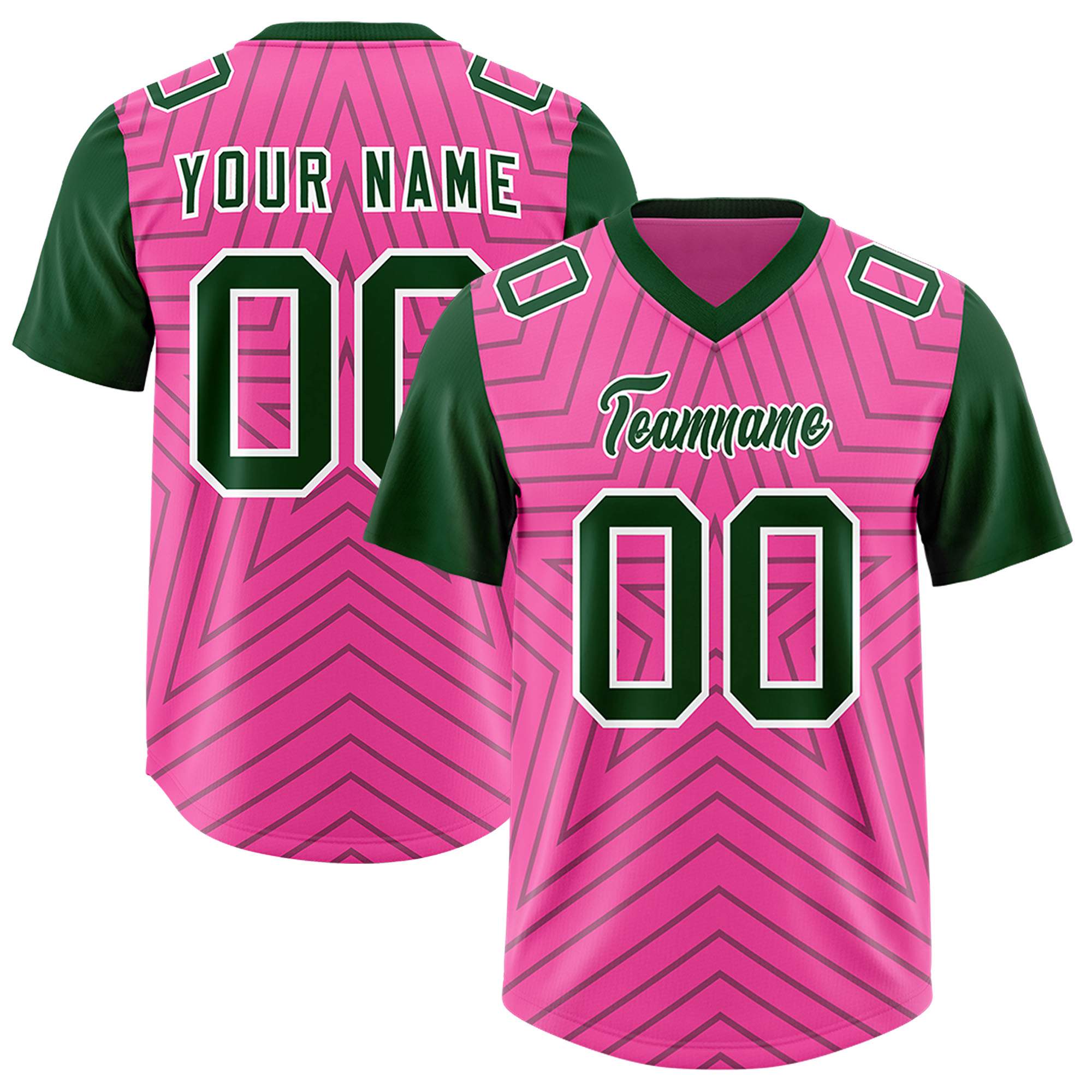 Individuell personalisiertes, authentisches Fußballtrikot mit Raglanärmeln und Sternenmuster