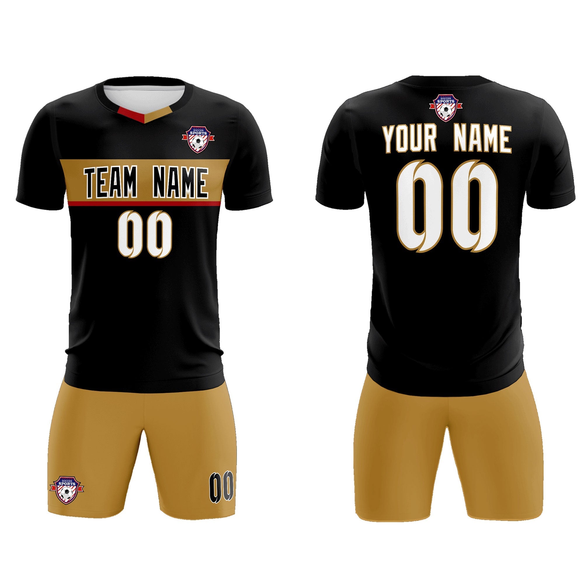 Kundenspezifisches schwarzes klassisches Sport-Set-Fußballtrikot Kundenspezifisches schwarzes klassisches Sport-Set-Fußballtrikot