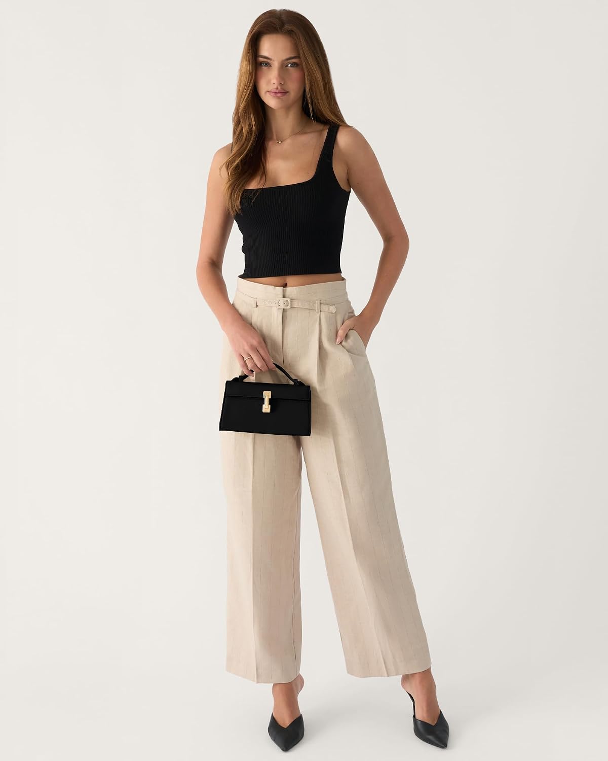 Women's Leather Top Handle Crossbody Purse with Gold Lock