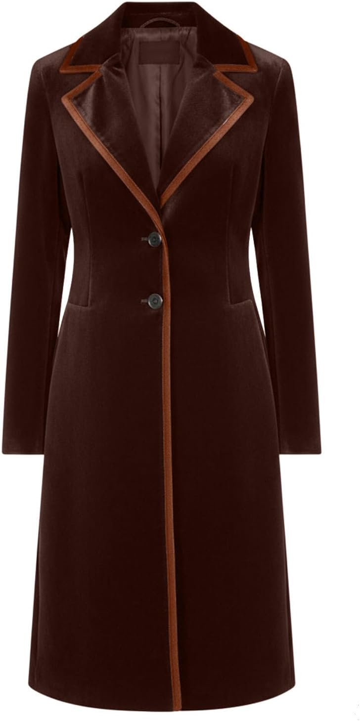 Women's Velvet Open Front Long Trench Coat Elegant Blazer Suit Jacket Sleeve Lapel Collar Outerwear Jackets Women's Velvet Open Front Long Trench Coat Elegant Blazer Suit Jacket Sleeve Lapel Collar Outerwear Jackets