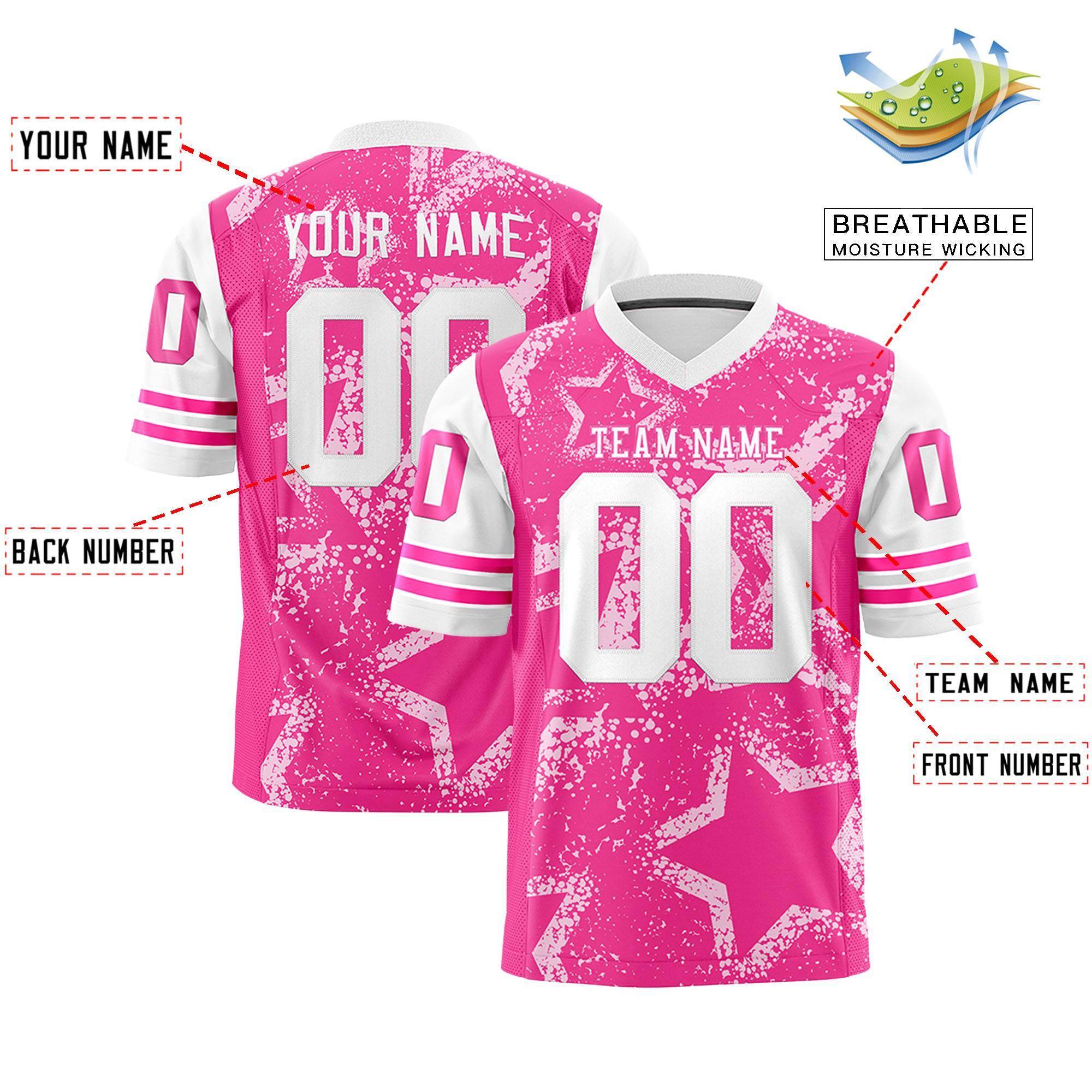 Individuell personalisiertes, authentisches Fußballtrikot mit Sternmuster-Design Individuell personalisiertes, authentisches Fußballtrikot mit Sternmuster-Design