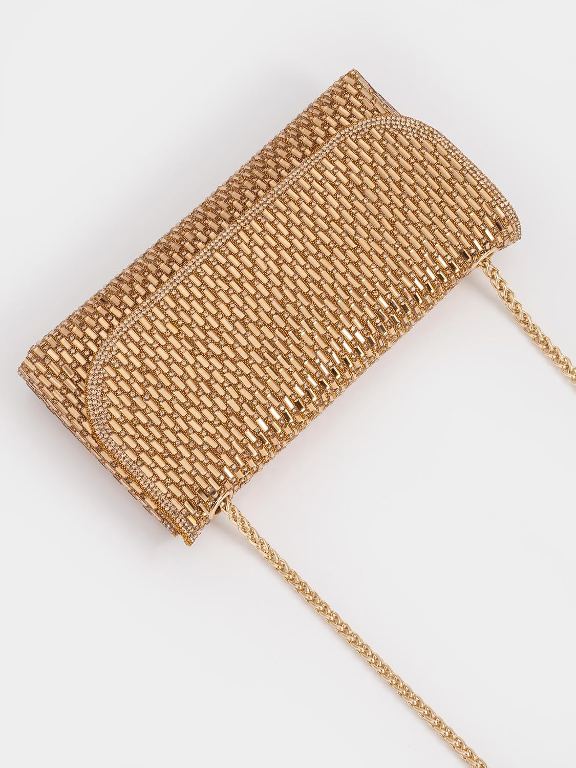 Women's Rhinestone Clutch Woven Evening Crossbody Purse Gold Women's Rhinestone Clutch Woven Evening Crossbody Purse Gold