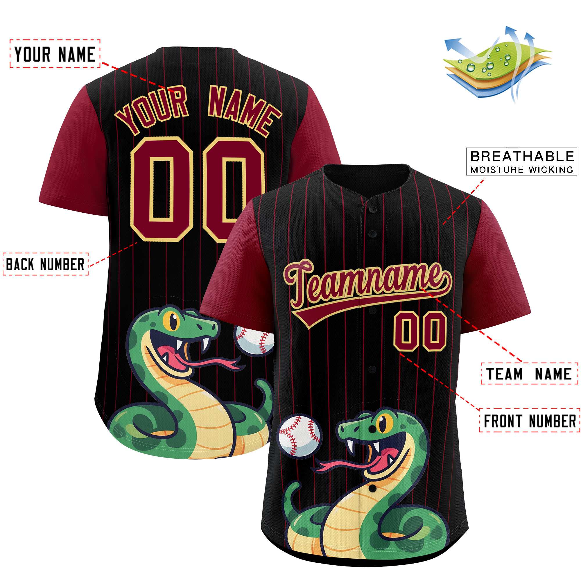 Authentisches Baseball-Trikot mit individuellem Streifen-Tiere-Graffiti-Muster, Raglanärmeln Authentisches Baseball-Trikot mit individuellem Streifen-Tiere-Graffiti-Muster, Raglanärmeln