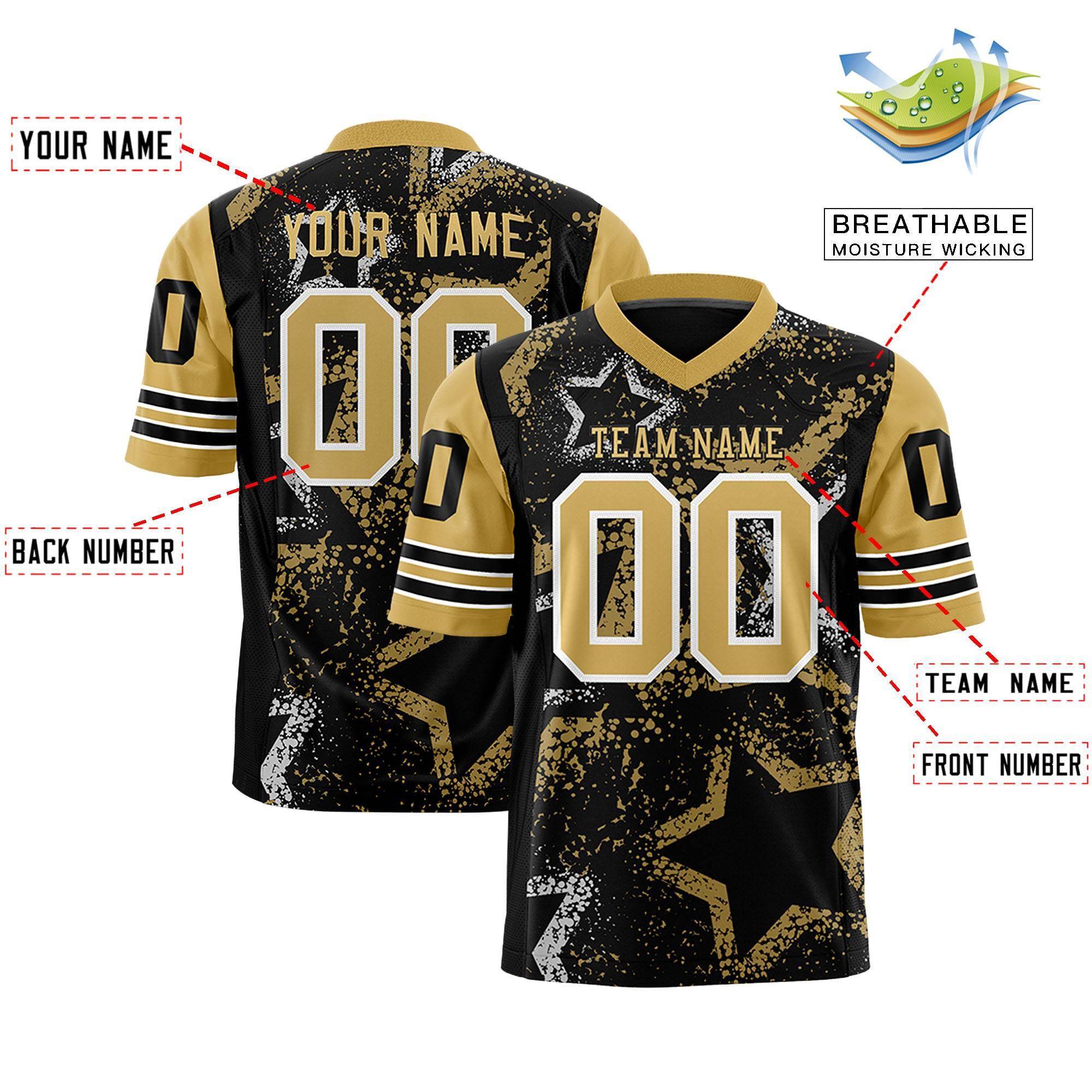 Individuell personalisiertes, authentisches Fußballtrikot mit Sternmuster-Design Individuell personalisiertes, authentisches Fußballtrikot mit Sternmuster-Design