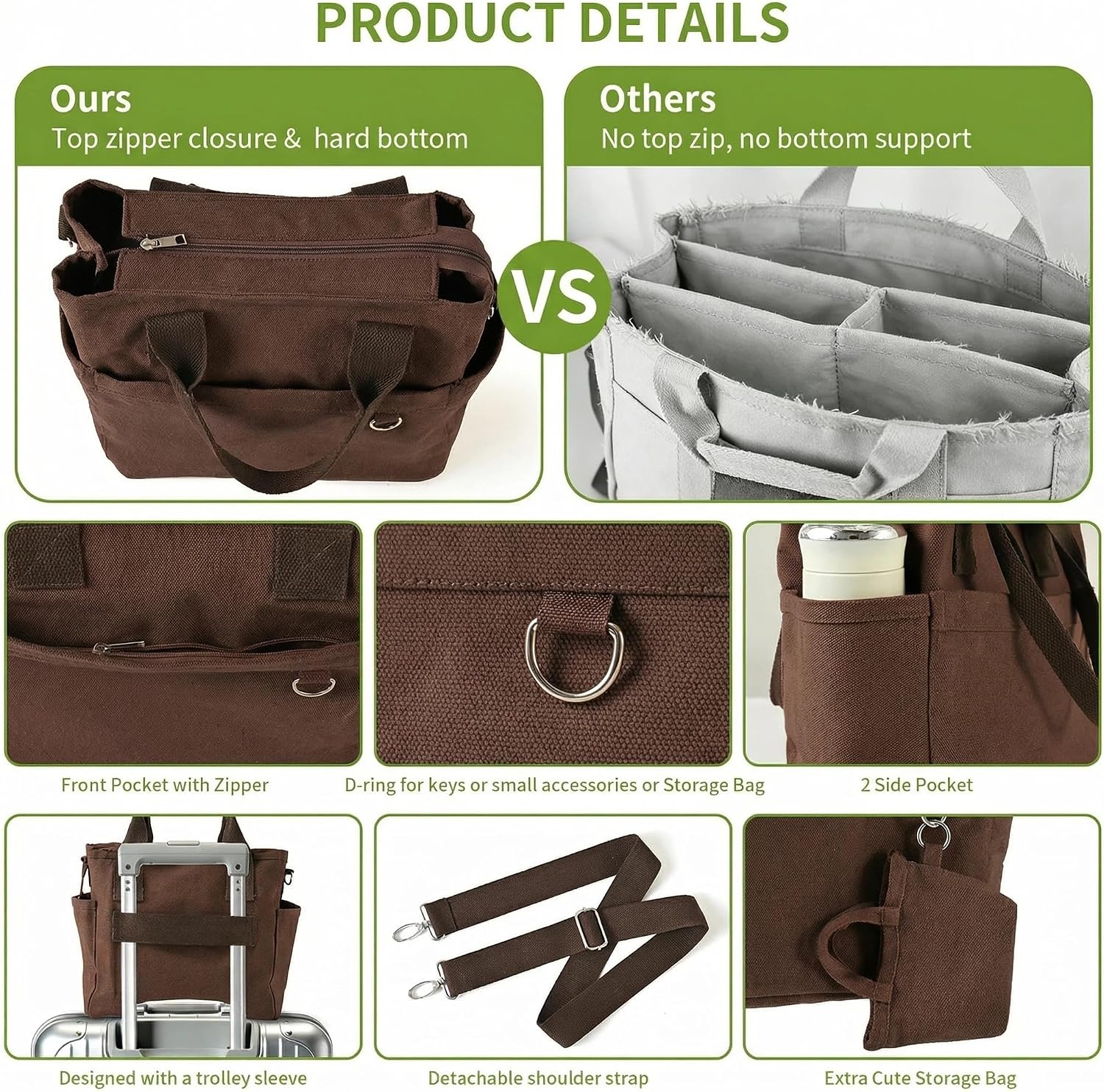 Women's Canvas Tote Bag Five Color Options