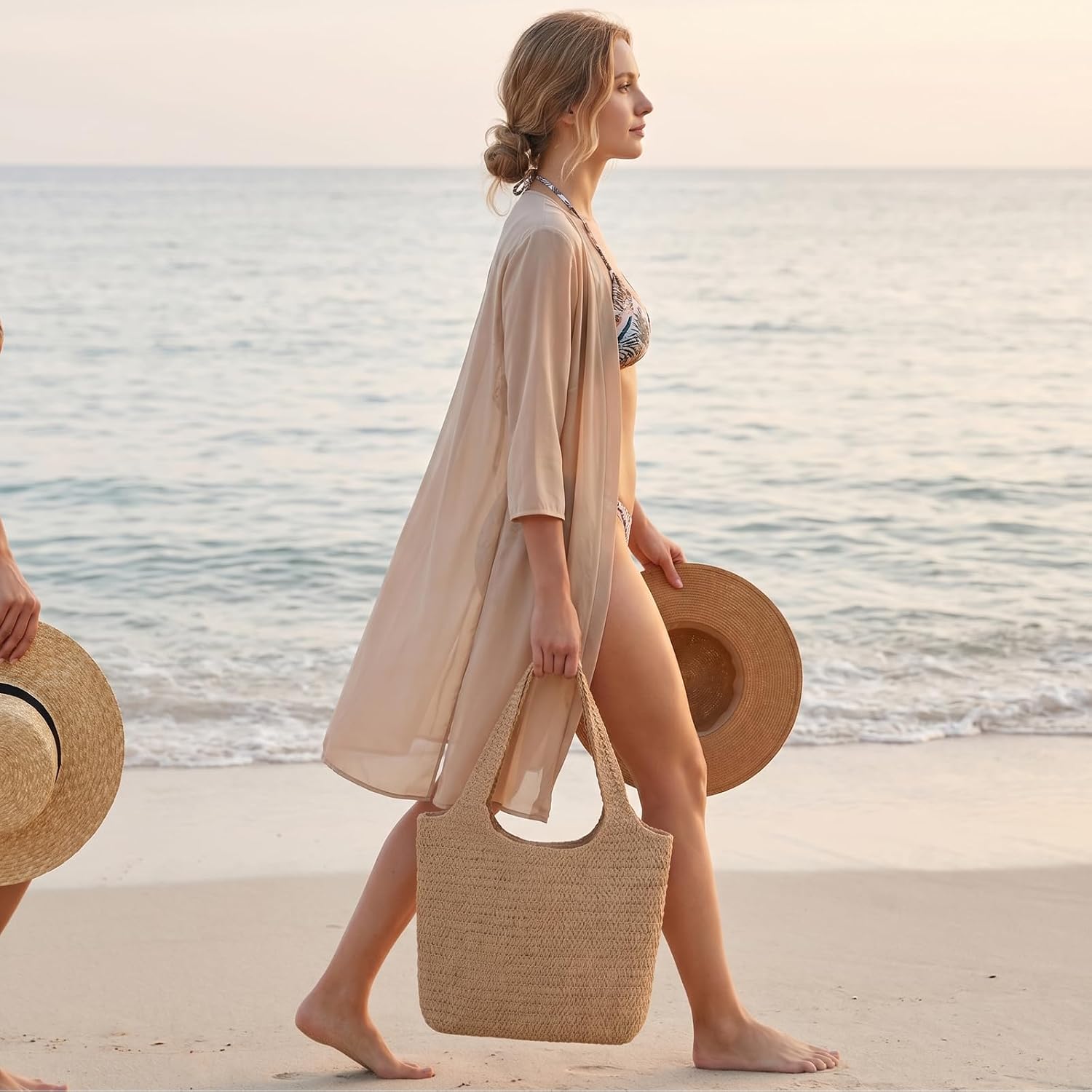 Women's Canvas Tote Bag Beige Minimalist