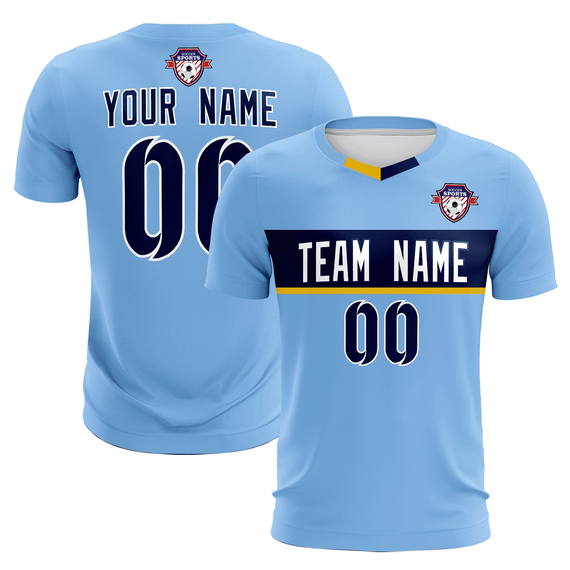 Benutzerdefiniertes hellblaues klassisches Sport-Set-Fußballtrikot