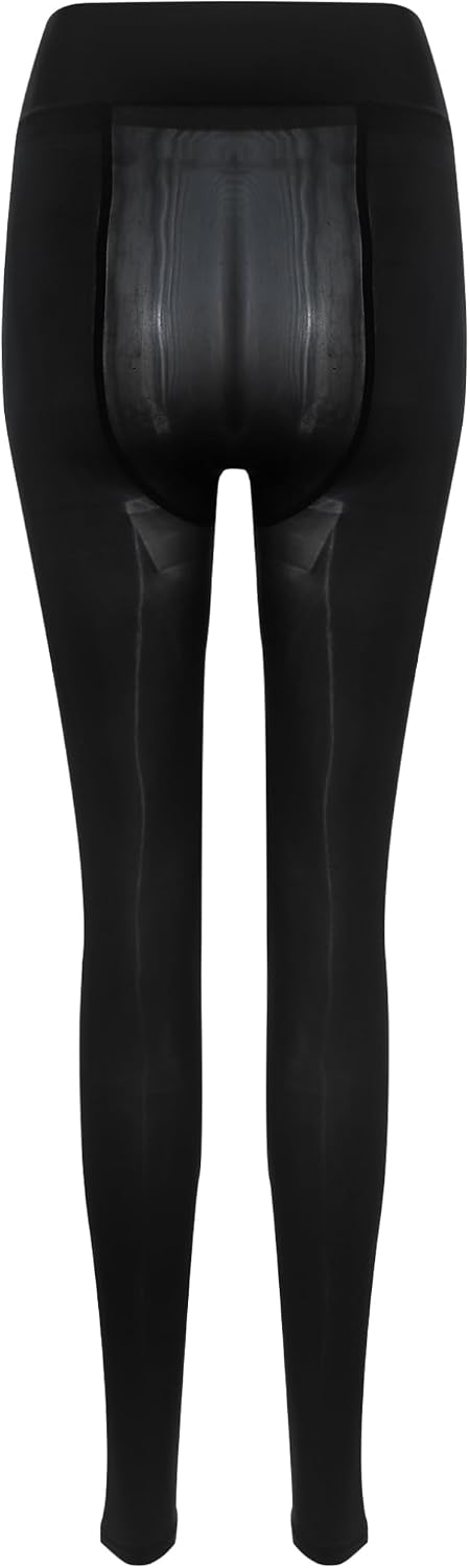 Women's High Waist Sheer Glossy Leggings (Black)