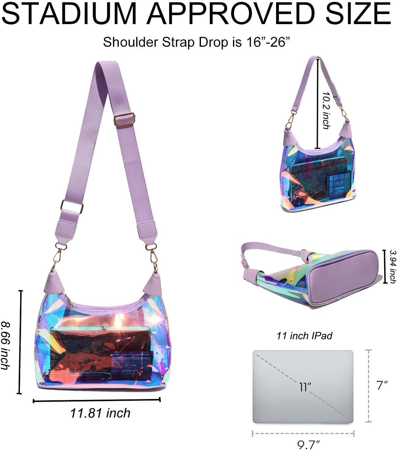 Clear Shoulder Bags for Women Stadium Approved Cute Hobo Tote Crossbody Handbag Mini Clutch Purse Clear Shoulder Bags for Women Stadium Approved Cute Hobo Tote Crossbody Handbag Mini Clutch Purse