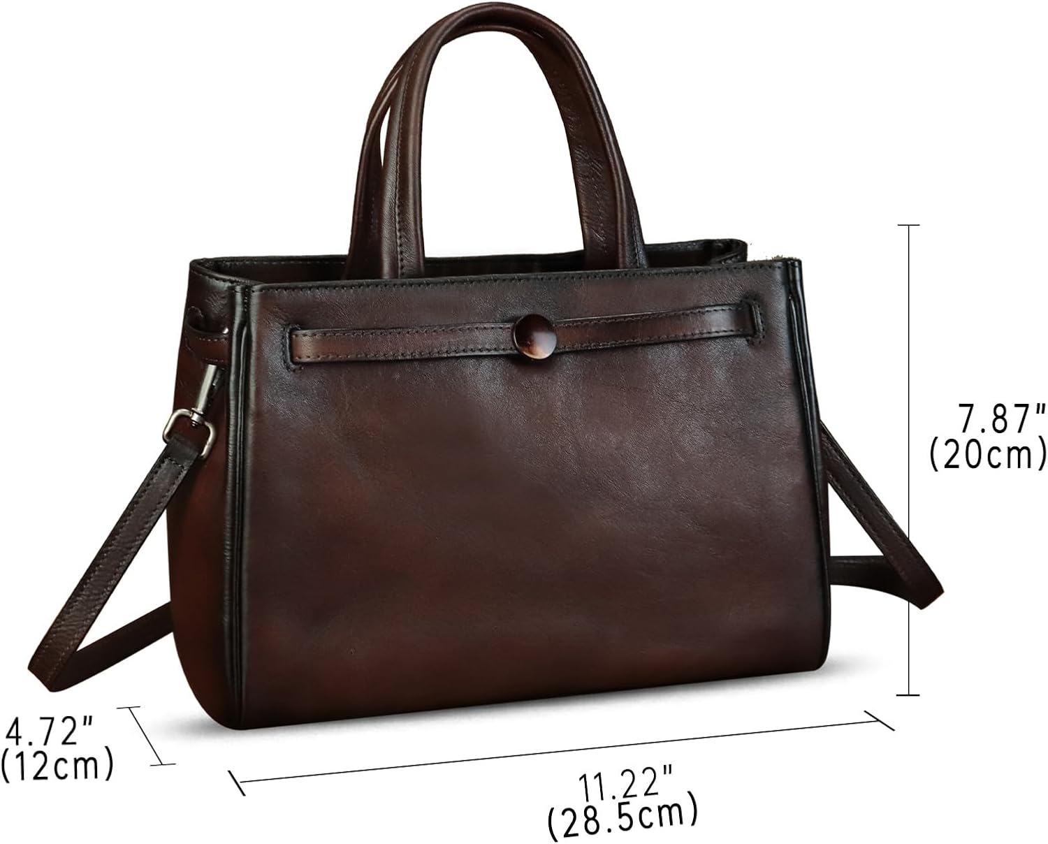 Women's Vintage Genuine Leather Top Handle Satchel Brown Women's Vintage Genuine Leather Top Handle Satchel Brown